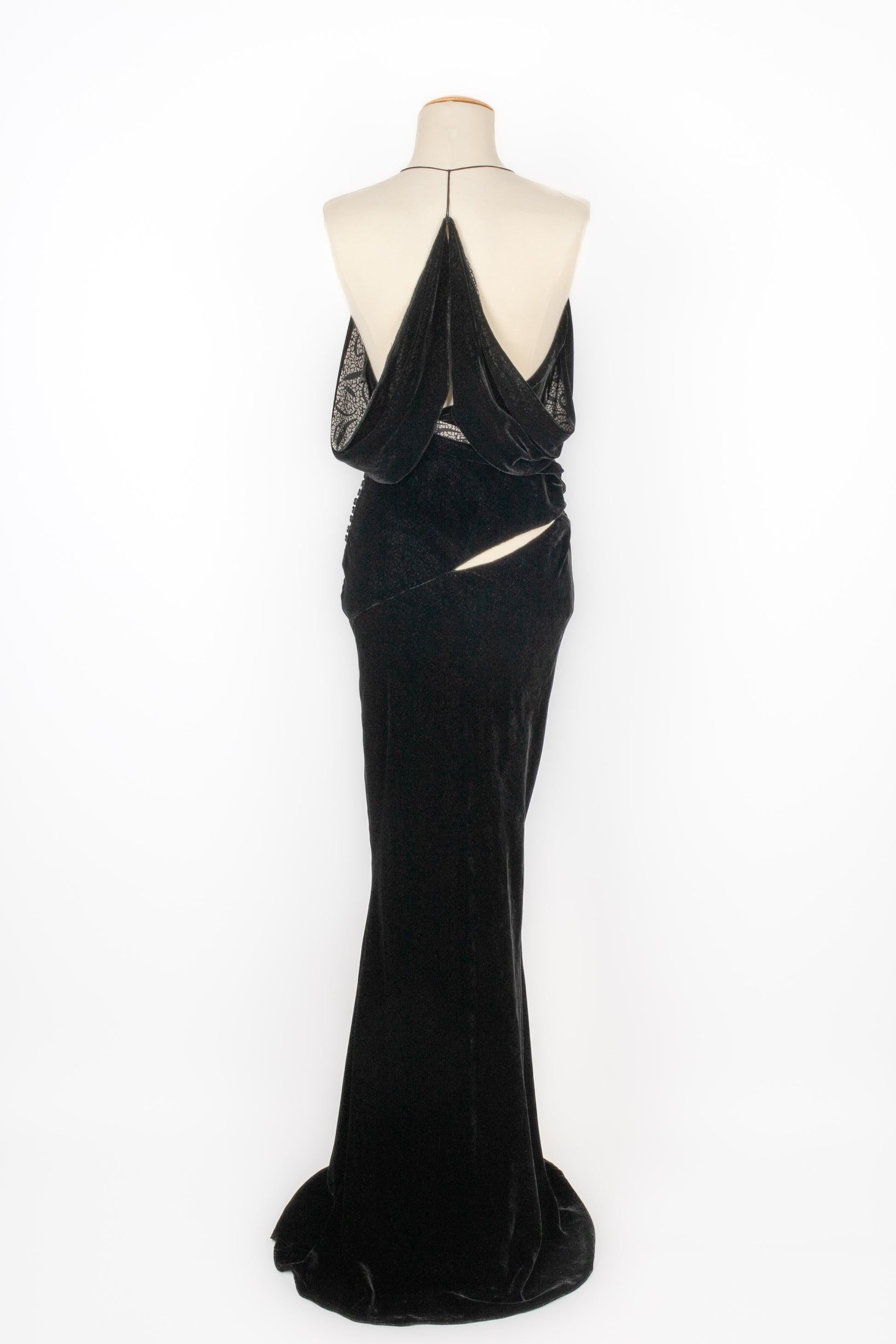 John Galliano Black Velvet Hooded Evening Dress 3