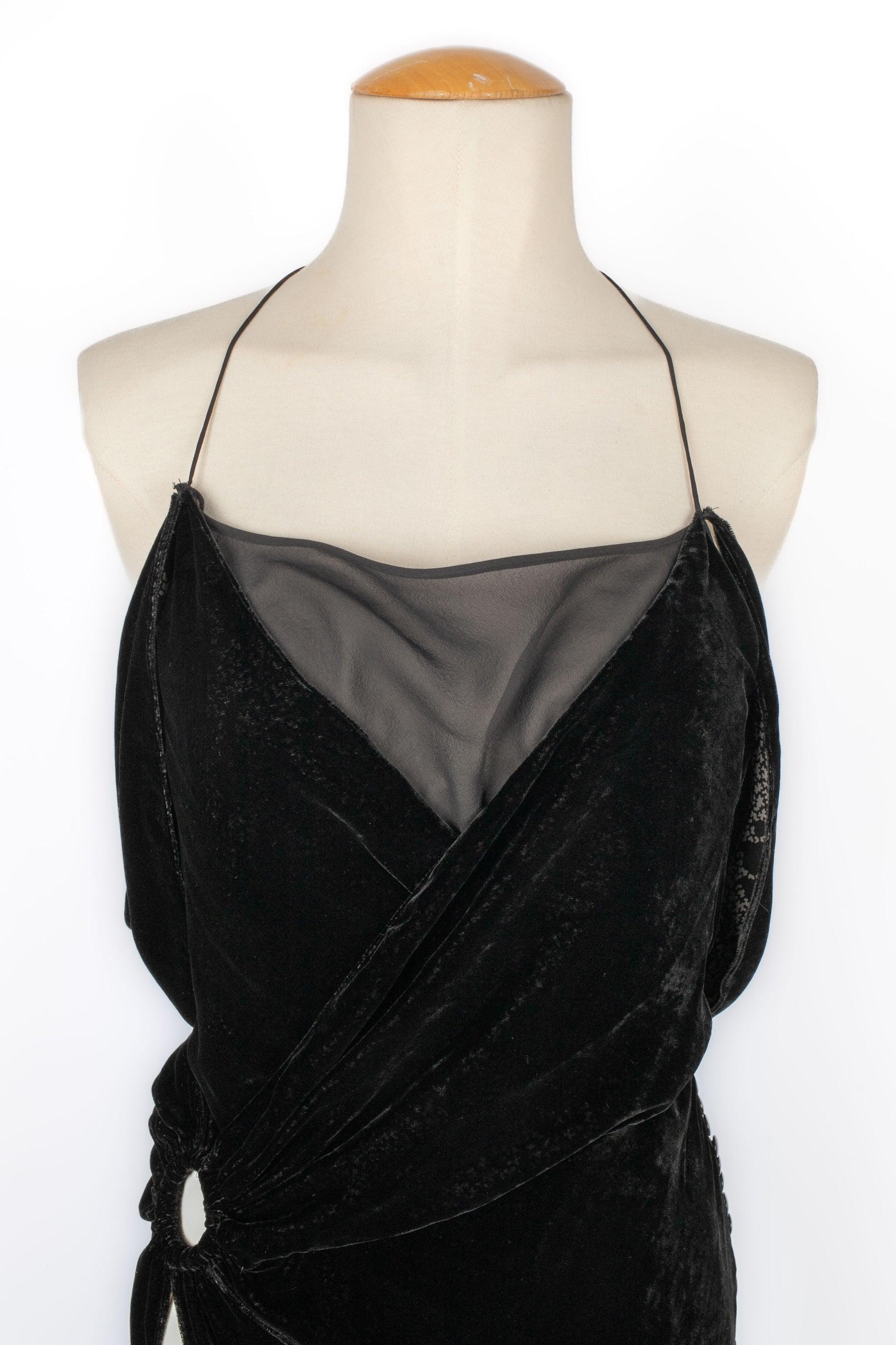 John Galliano Black Velvet Hooded Evening Dress 4
