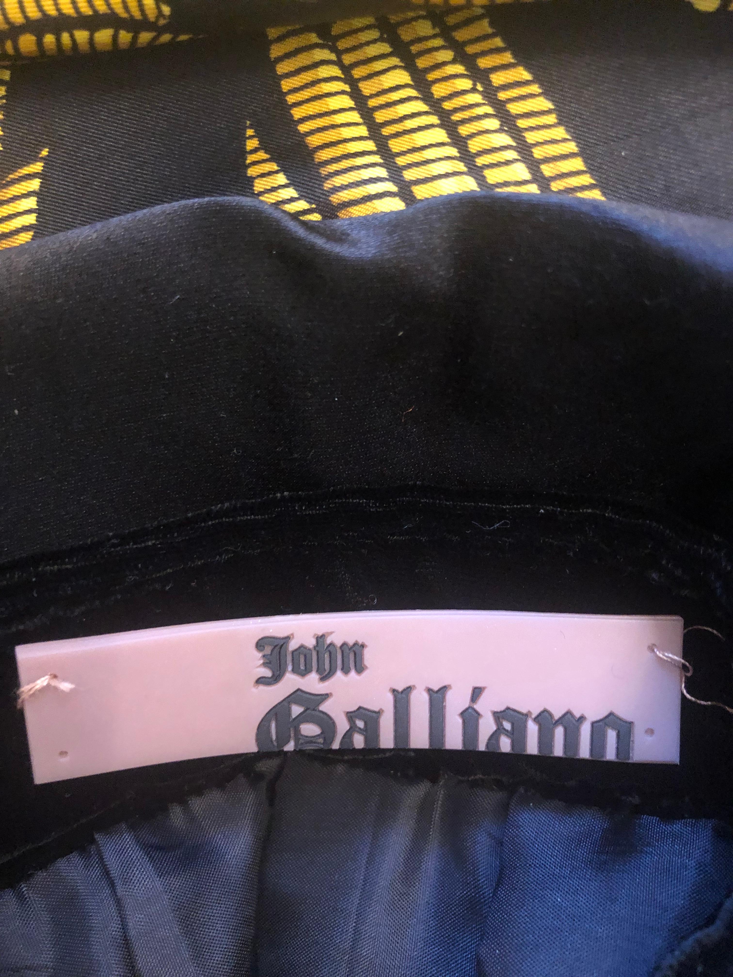 John Galliano Falda Klaudee de terciopelo negro 36Fr Negro