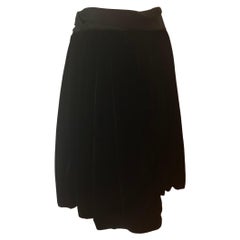 John Galliano Falda Klaudee de terciopelo negro 36Fr