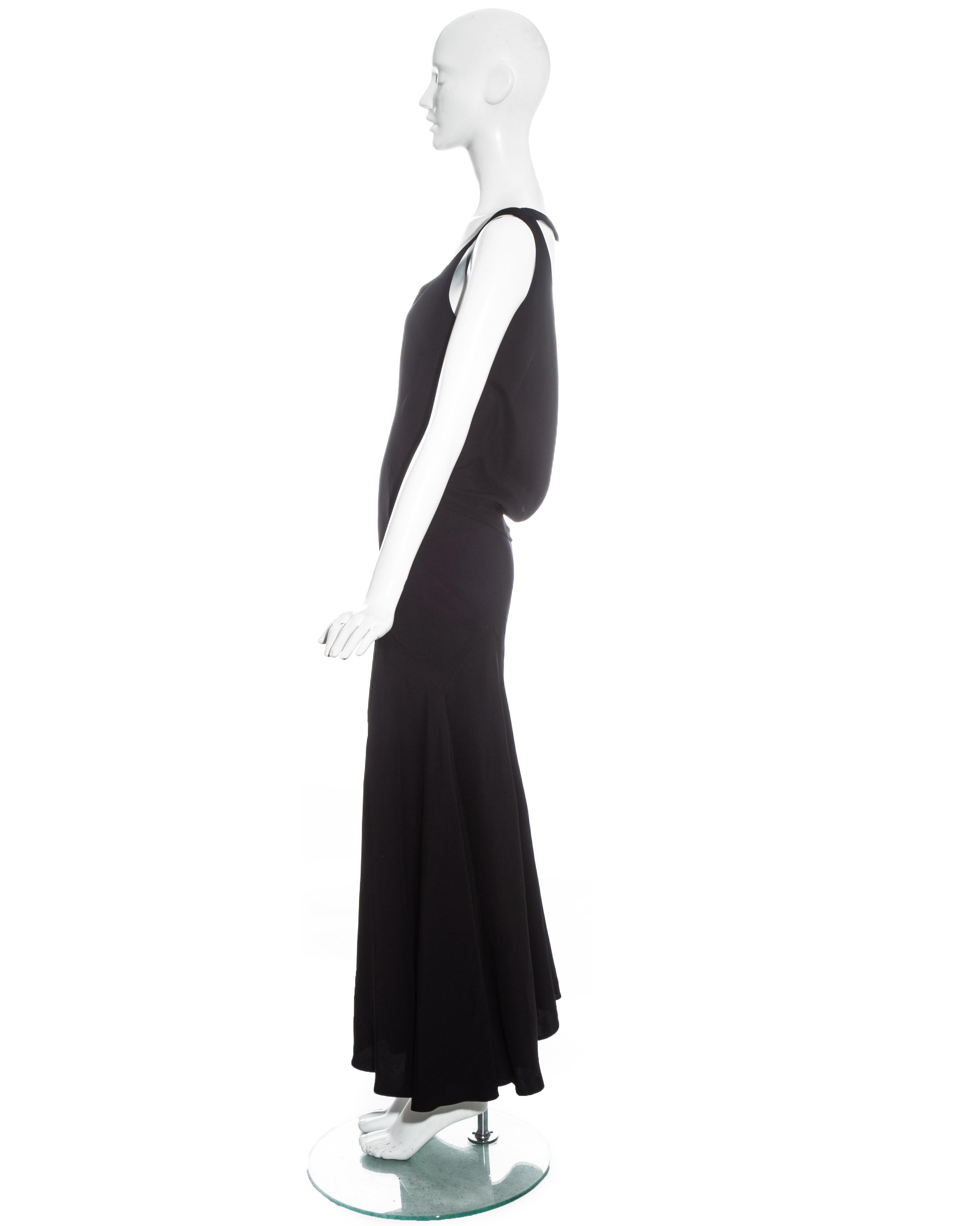 John Galliano black viscose crêpe bias cut low back evening gown, fw 1988 In Excellent Condition For Sale In London, GB