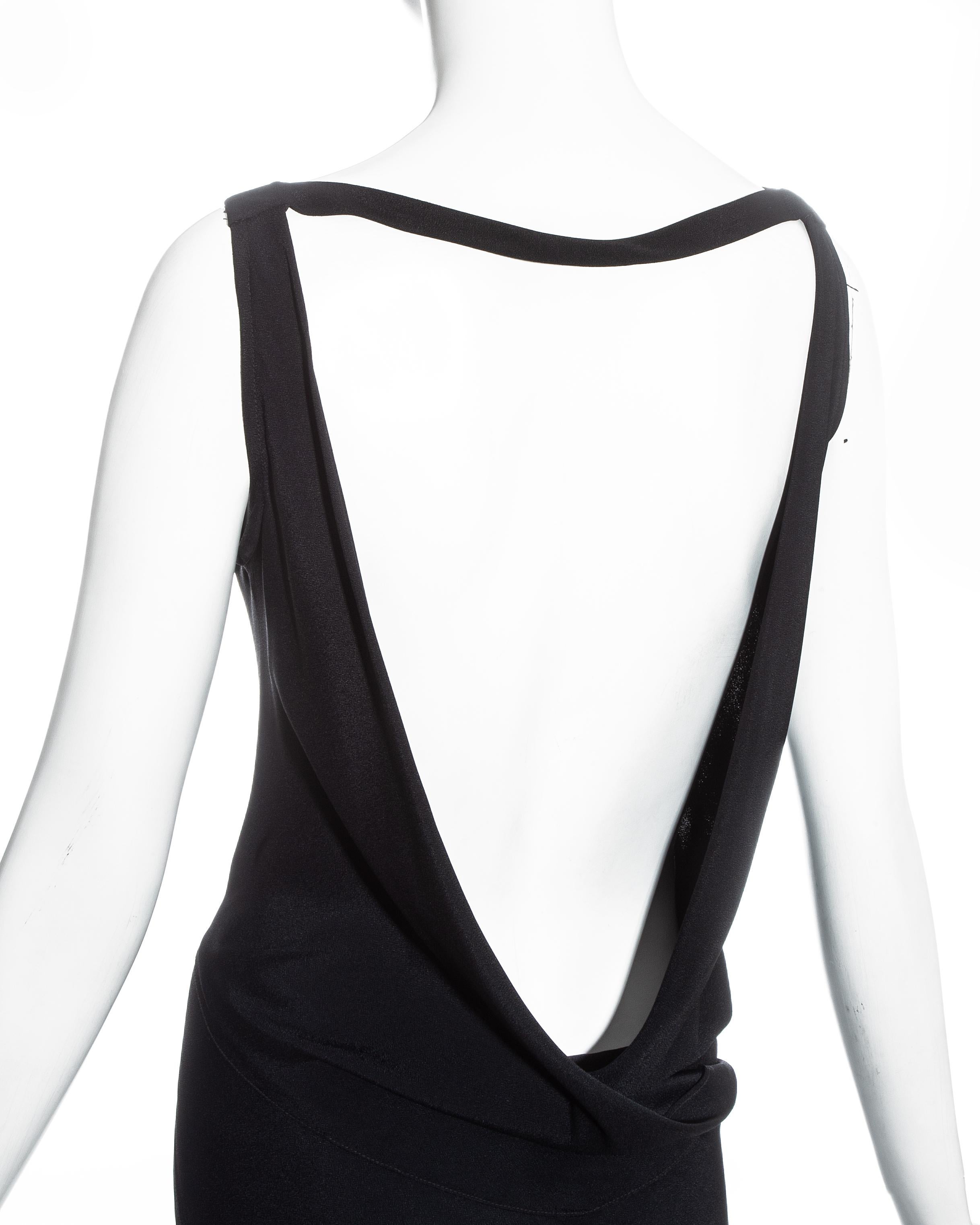 John Galliano vestido de noche negro de crepé de viscosa con corte al bies y espalda baja, fw 1988 en venta 1