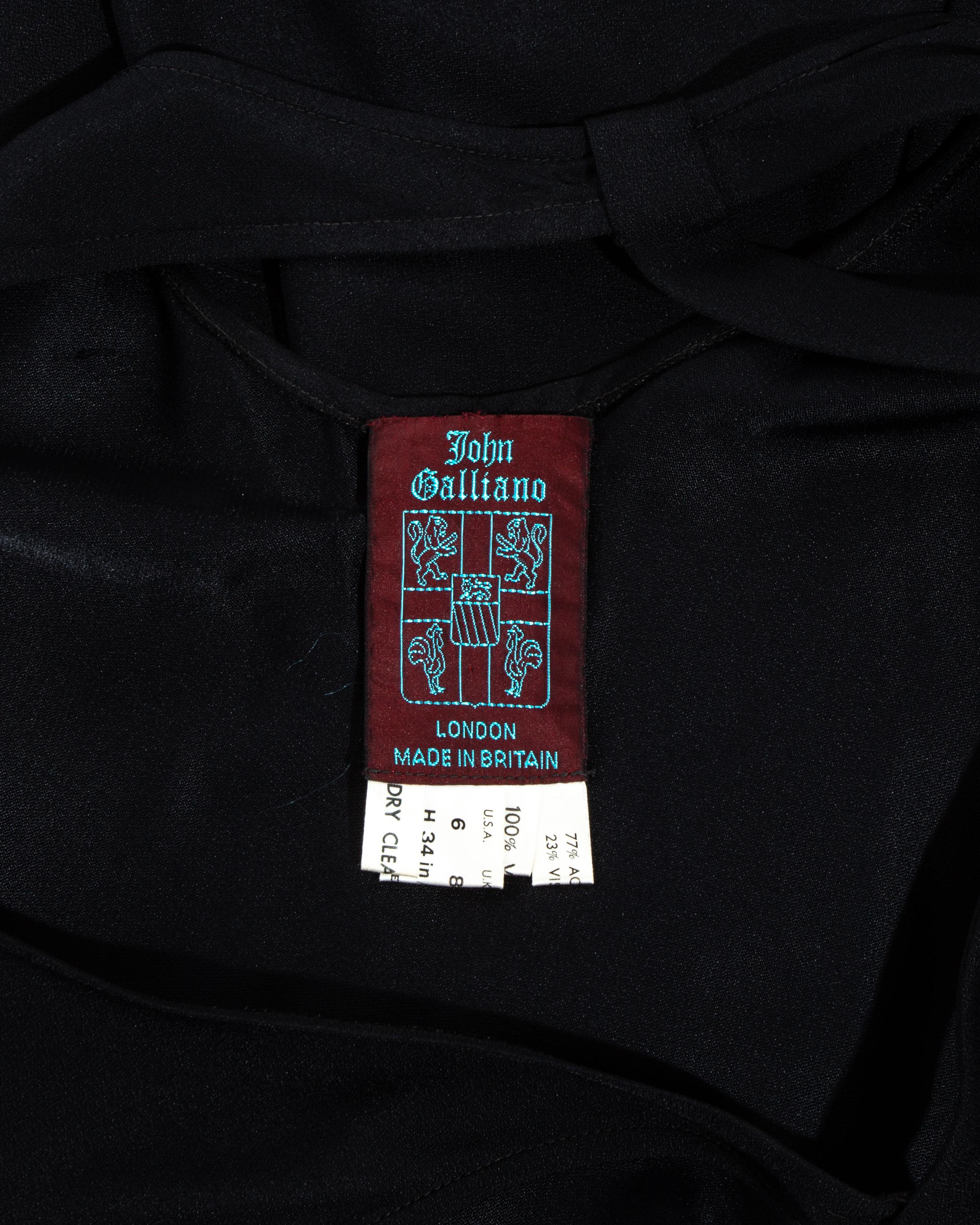 John Galliano black viscose crêpe bias cut low back evening gown, fw 1988 For Sale 1