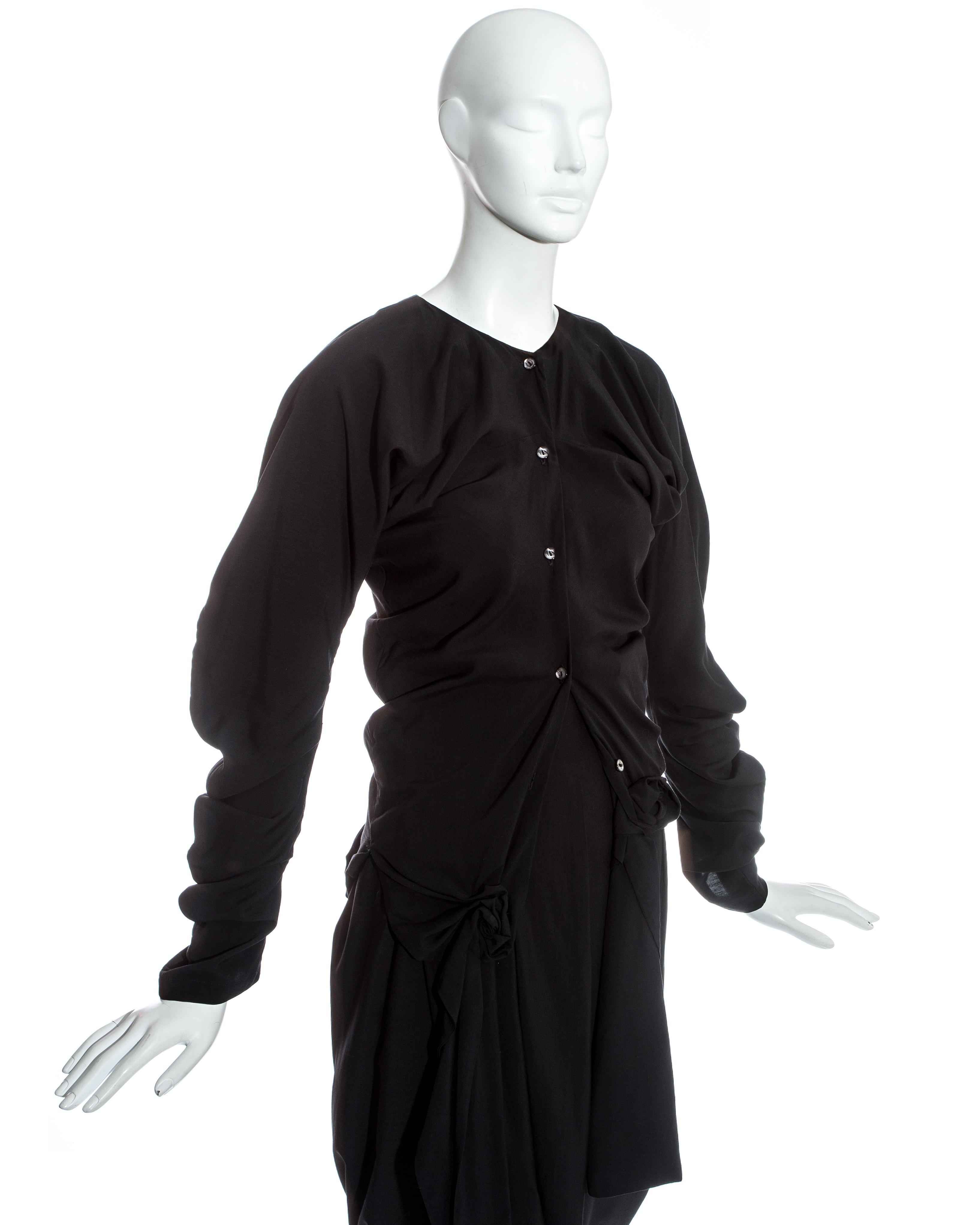 Women's John Galliano black viscose draped 'Rose Collection' ensemble, fw 1987