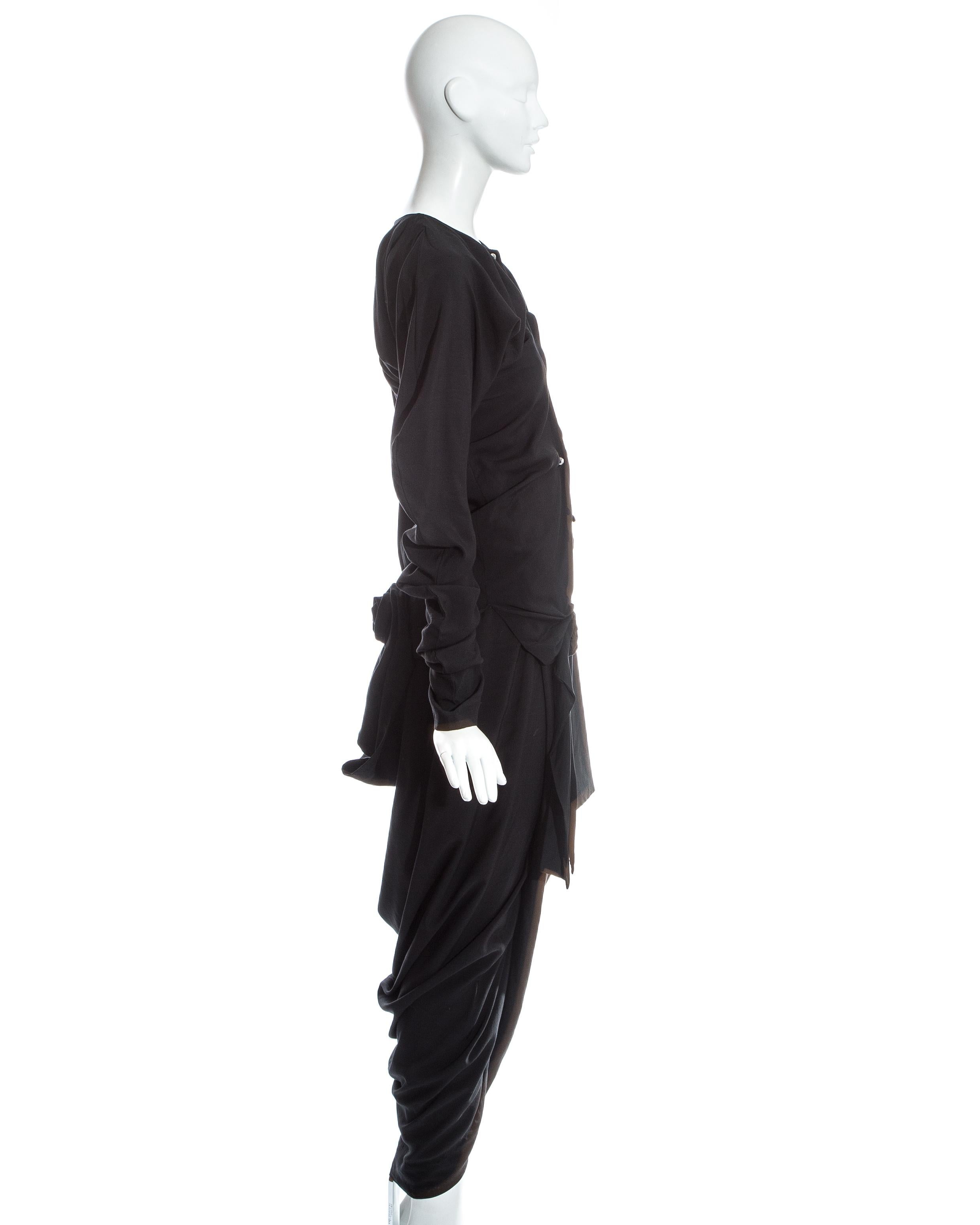 John Galliano black viscose draped 'Rose Collection' ensemble, fw 1987 1