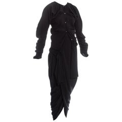 John Galliano black viscose draped 'Rose Collection' ensemble, fw 1987