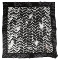 John Galliano Black White Chevron Square Scarf Bandana