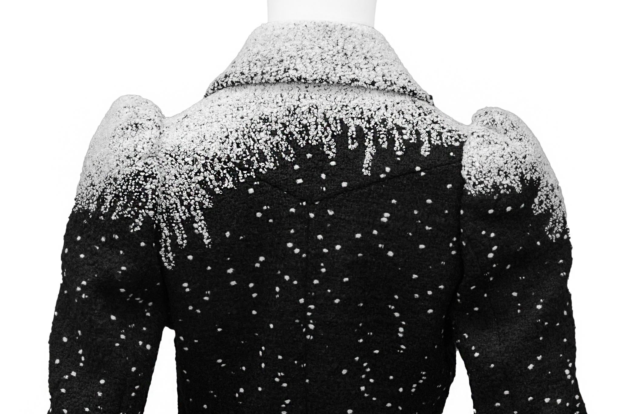 John Galliano Schwarz & Weißer Schneesturm Masche Jacke und Rock 1996 im Zustand „Hervorragend“ in Los Angeles, CA