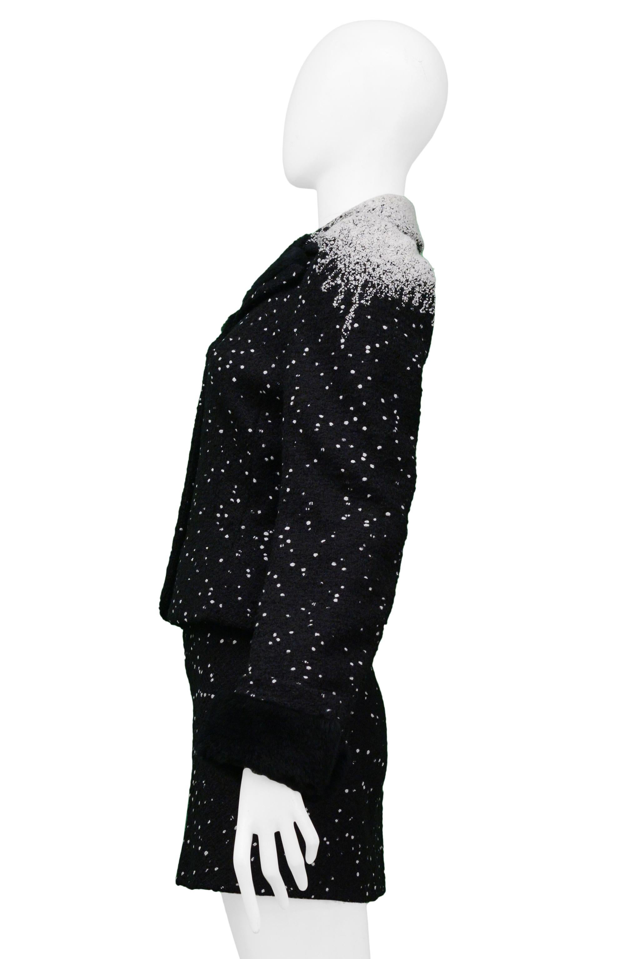 John Galliano Schwarz & Weißer Schneesturm Masche Jacke und Rock 1996 2