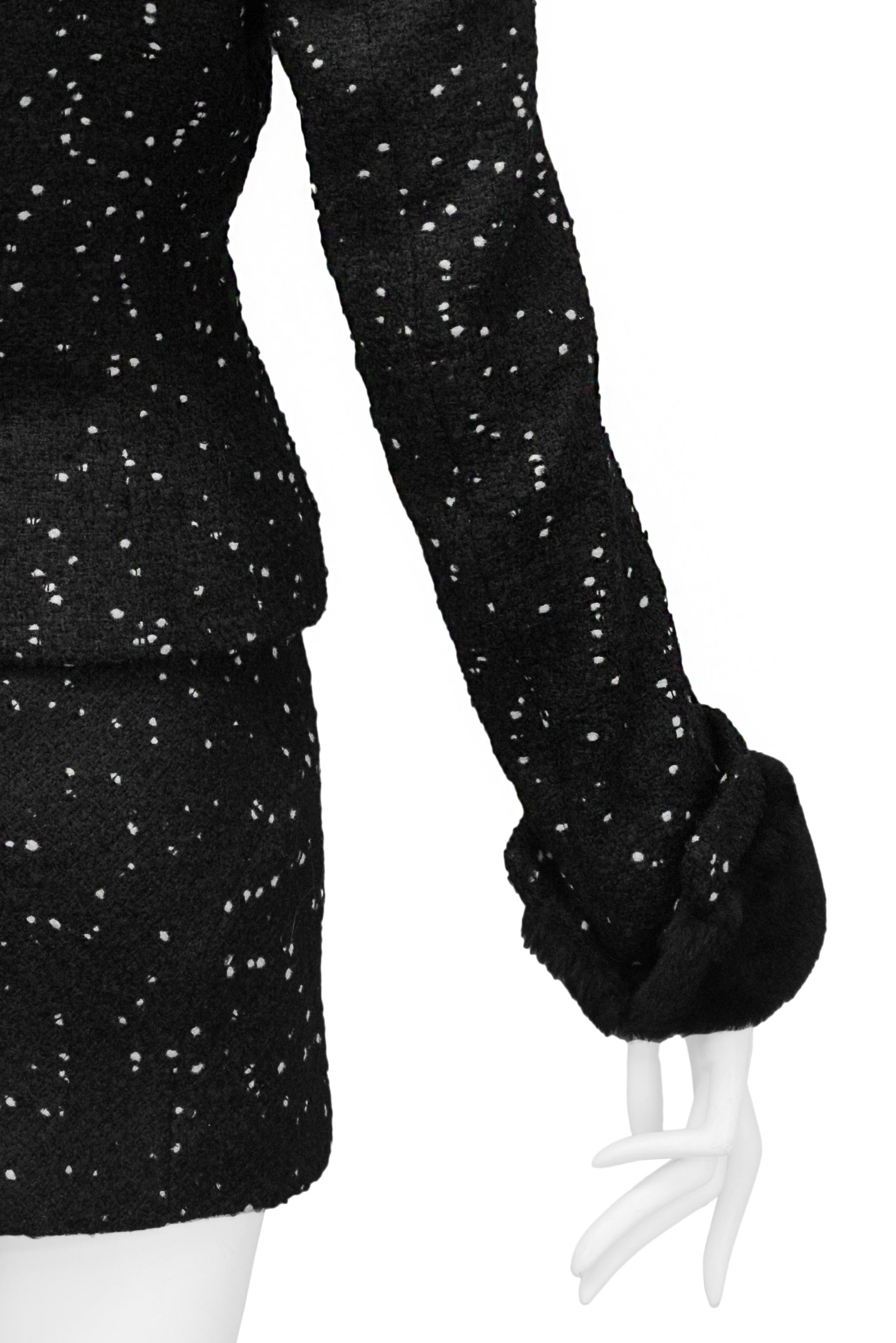 John Galliano Black & White Snowstorm Stitch Jacket And Skirt 1996 2