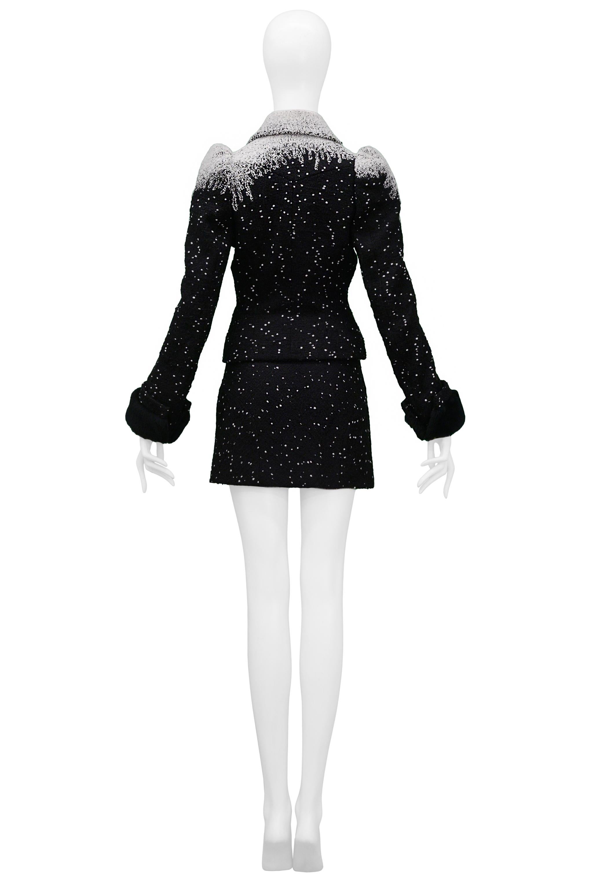 John Galliano Black & White Snowstorm Stitch Jacket And Skirt 1996 3