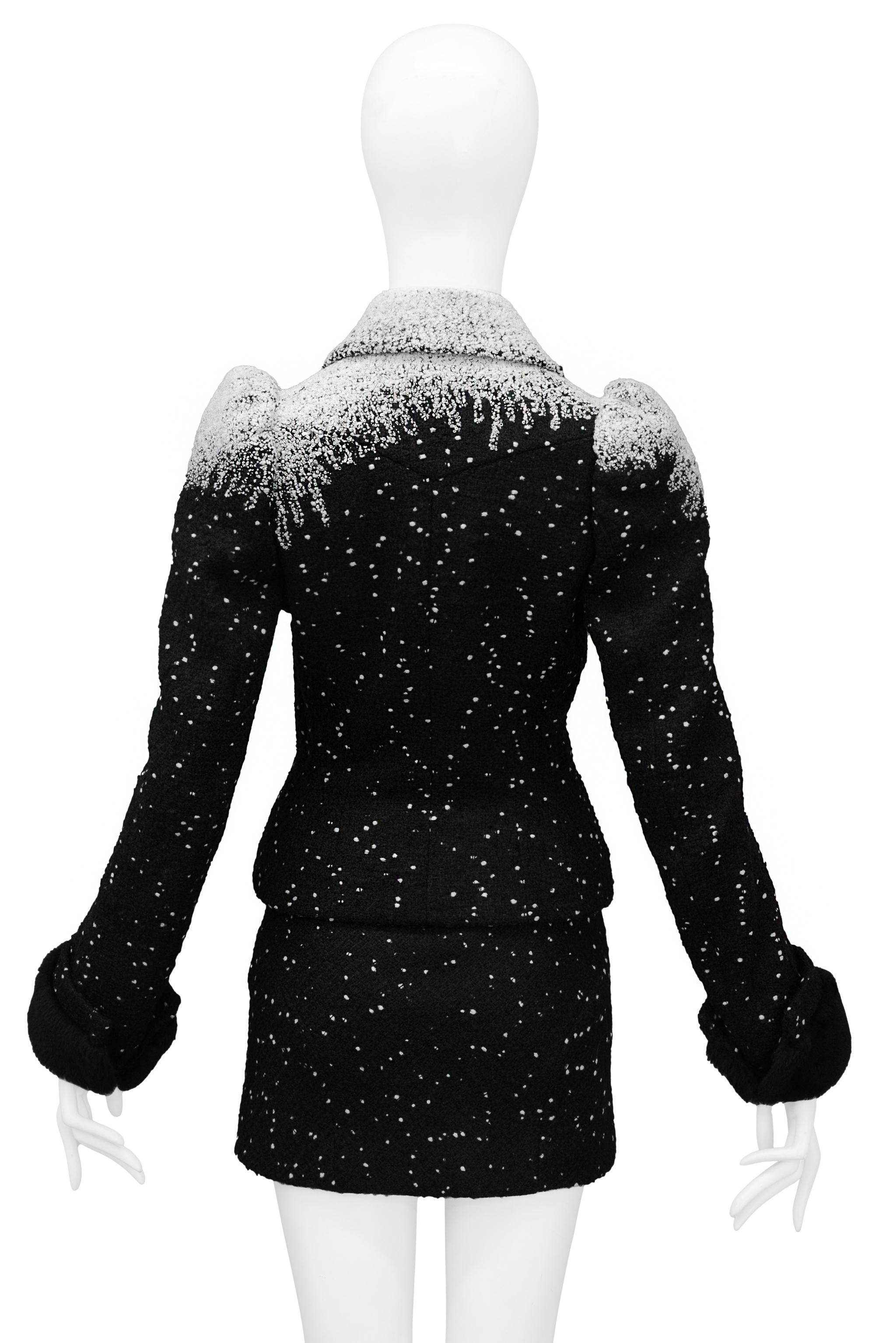 John Galliano Black & White Snowstorm Stitch Jacket And Skirt 1996 4