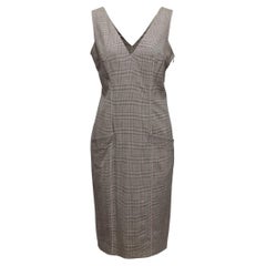 John Galliano Black & White Wool Glen Plaid Sleeveless Dress