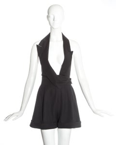 John Galliano black wool draped halter neck playsuit, ss 1988