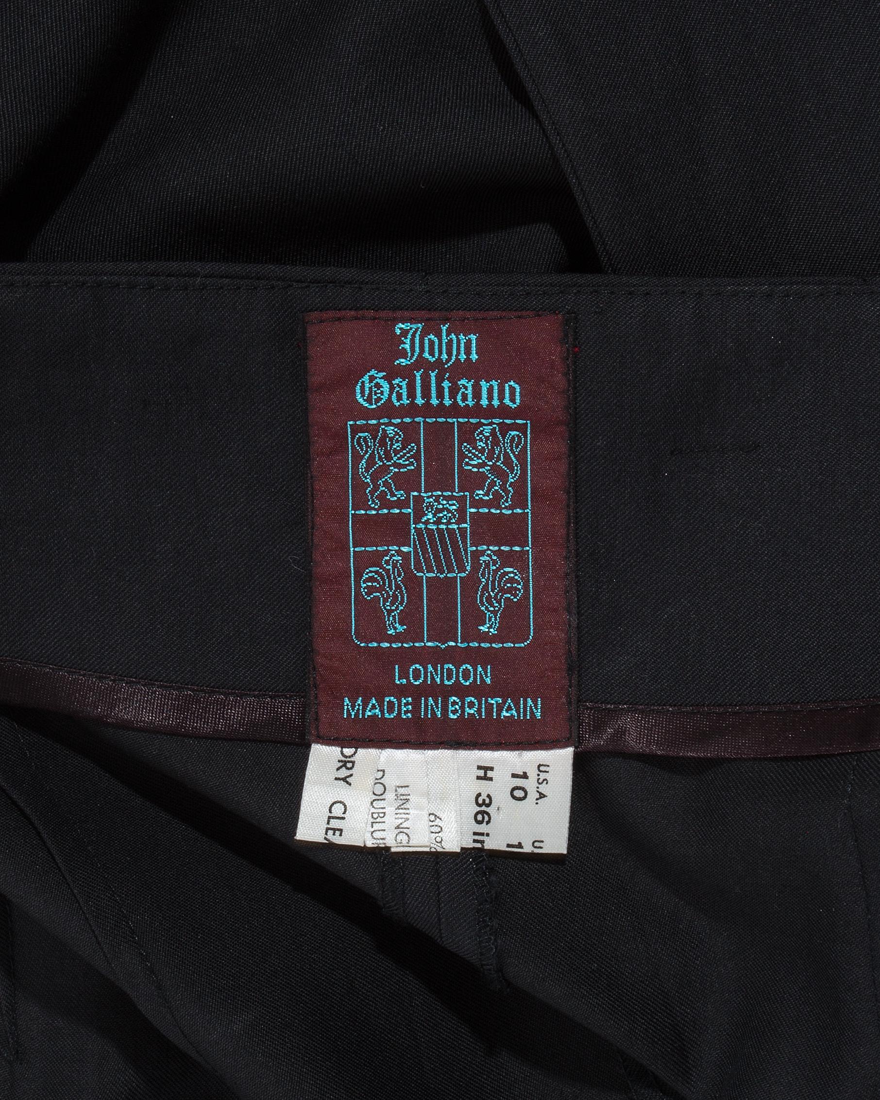 Black John Galliano black wool draped halter neck playsuit, ss 1988 For Sale
