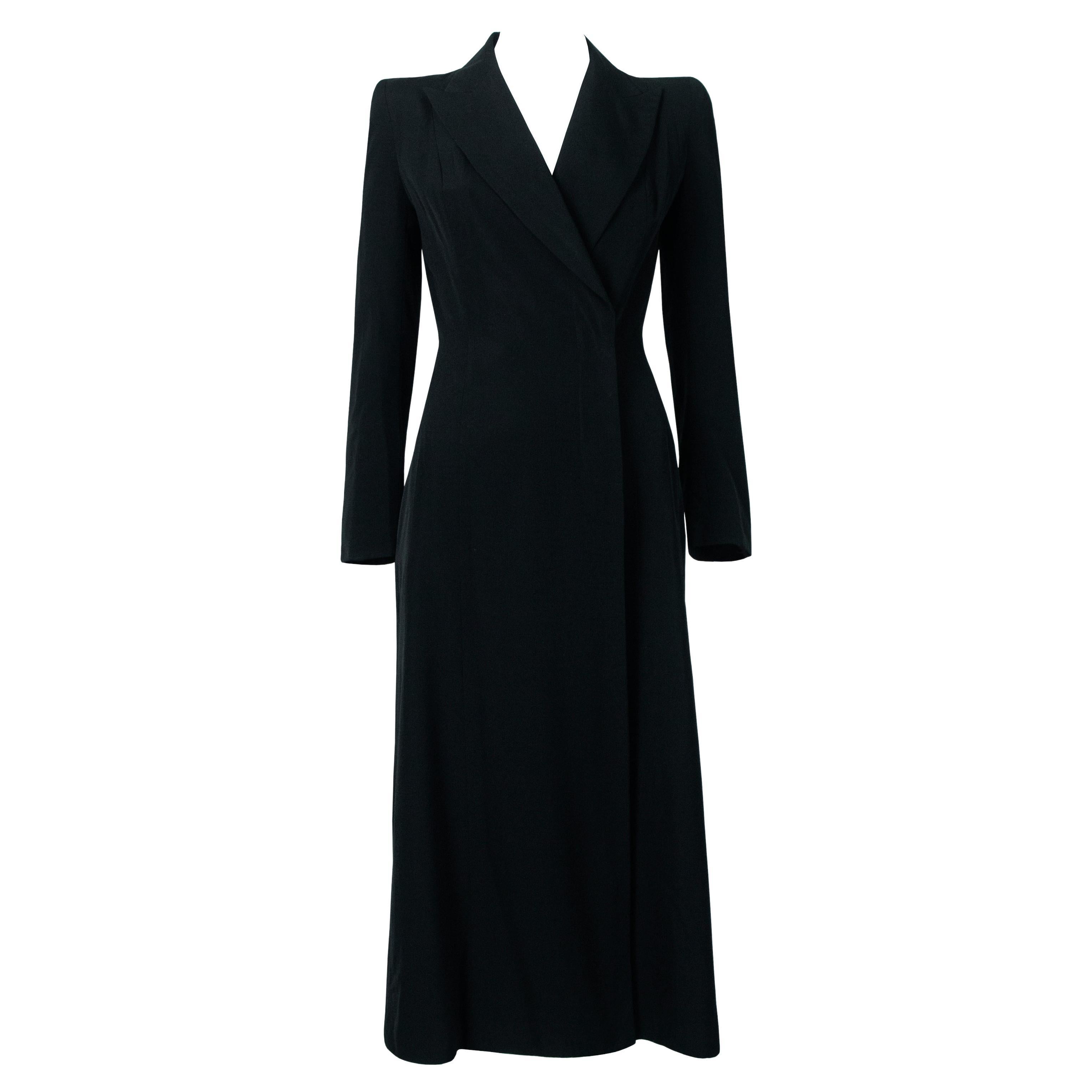 John Galliano black wool gabardine coat, ss 1996 For Sale