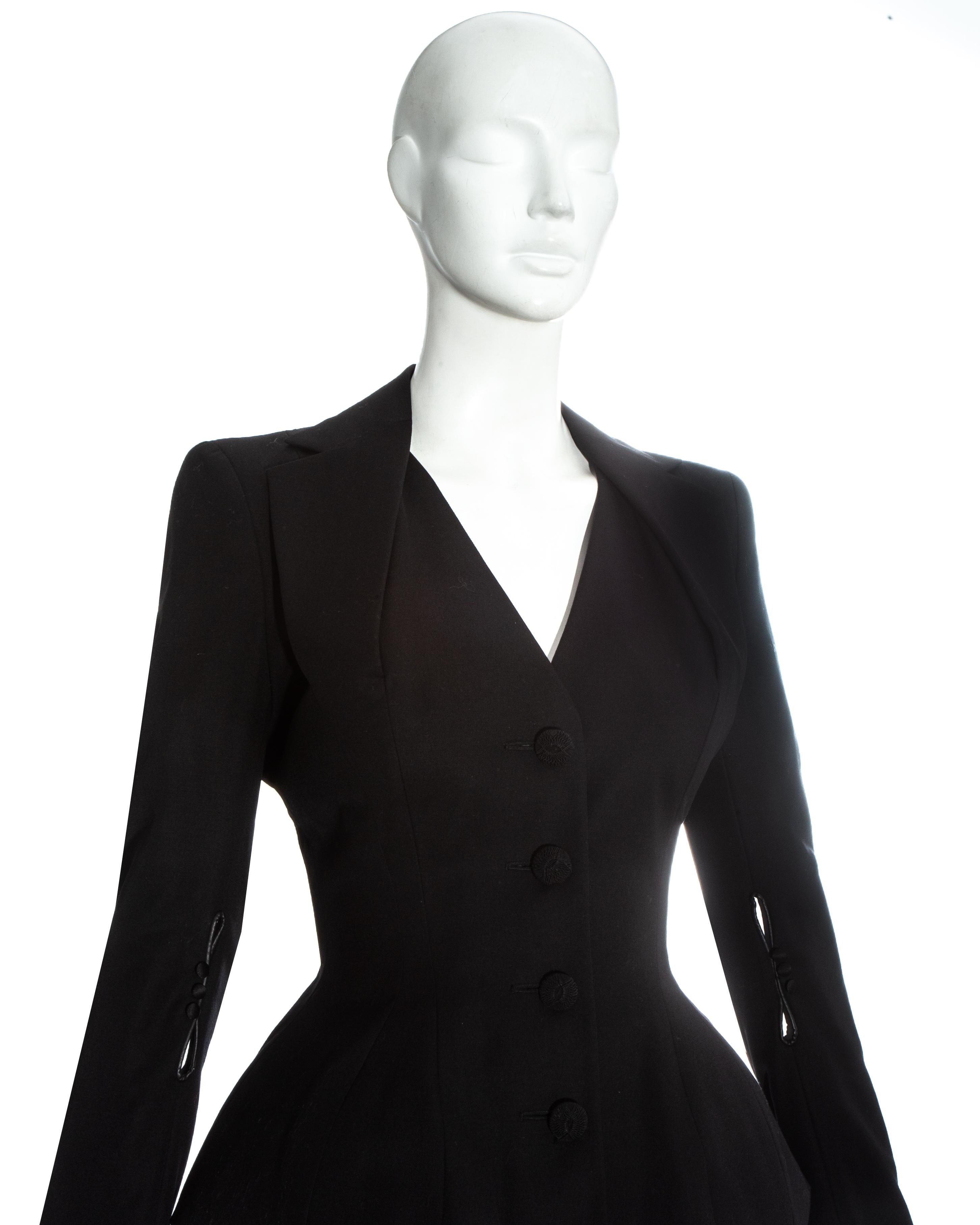 Black John Galliano black wool 'Pin Up' skirt suit, ss 1995