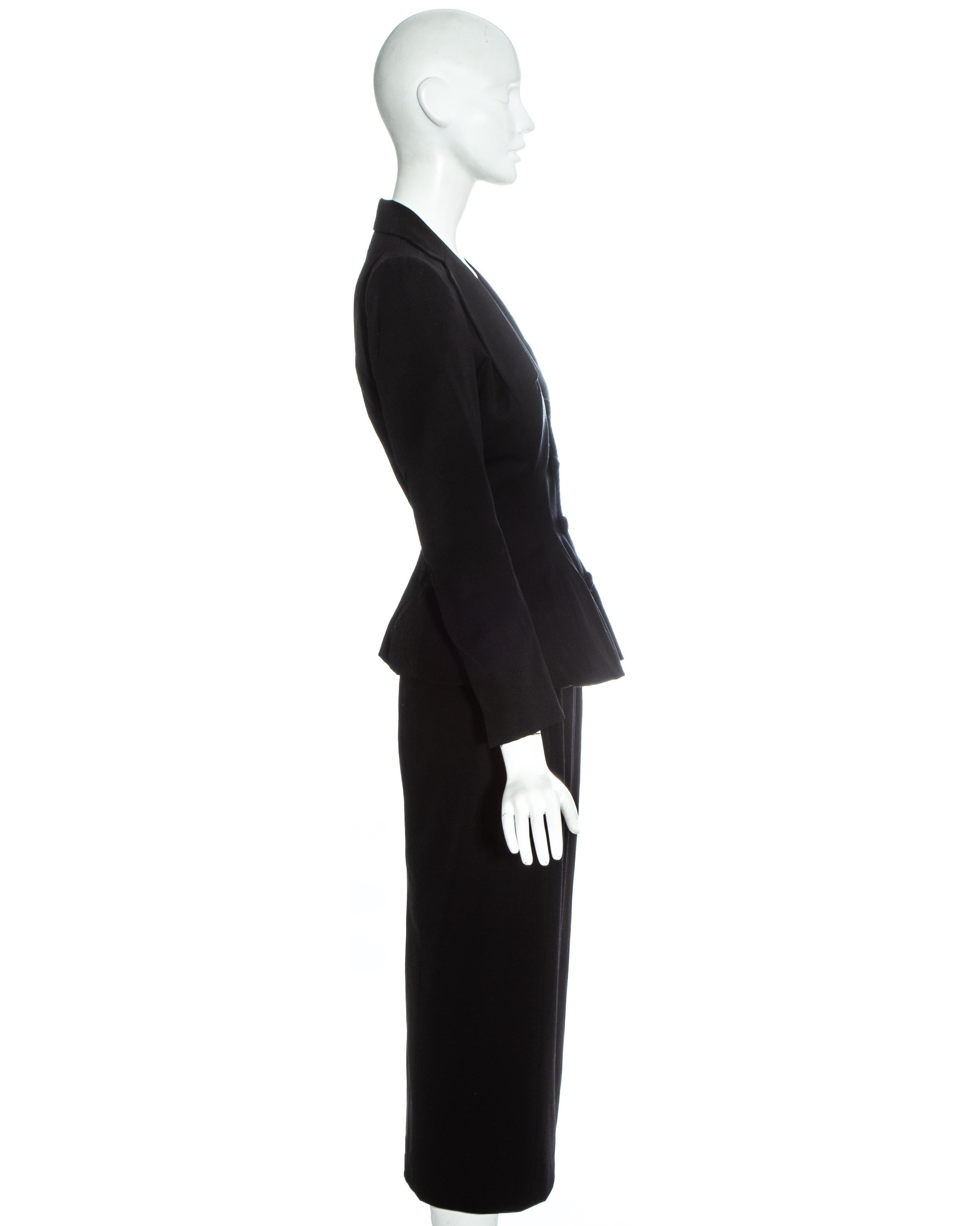 Black John Galliano black wool 'Pin Up' skirt suit, ss 1995