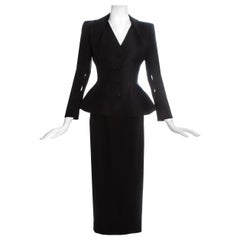 Vintage John Galliano black wool 'Pin Up' skirt suit, ss 1995