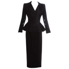 John Galliano black wool 'Pin Up' skirt suit, ss 1995 at 1stDibs