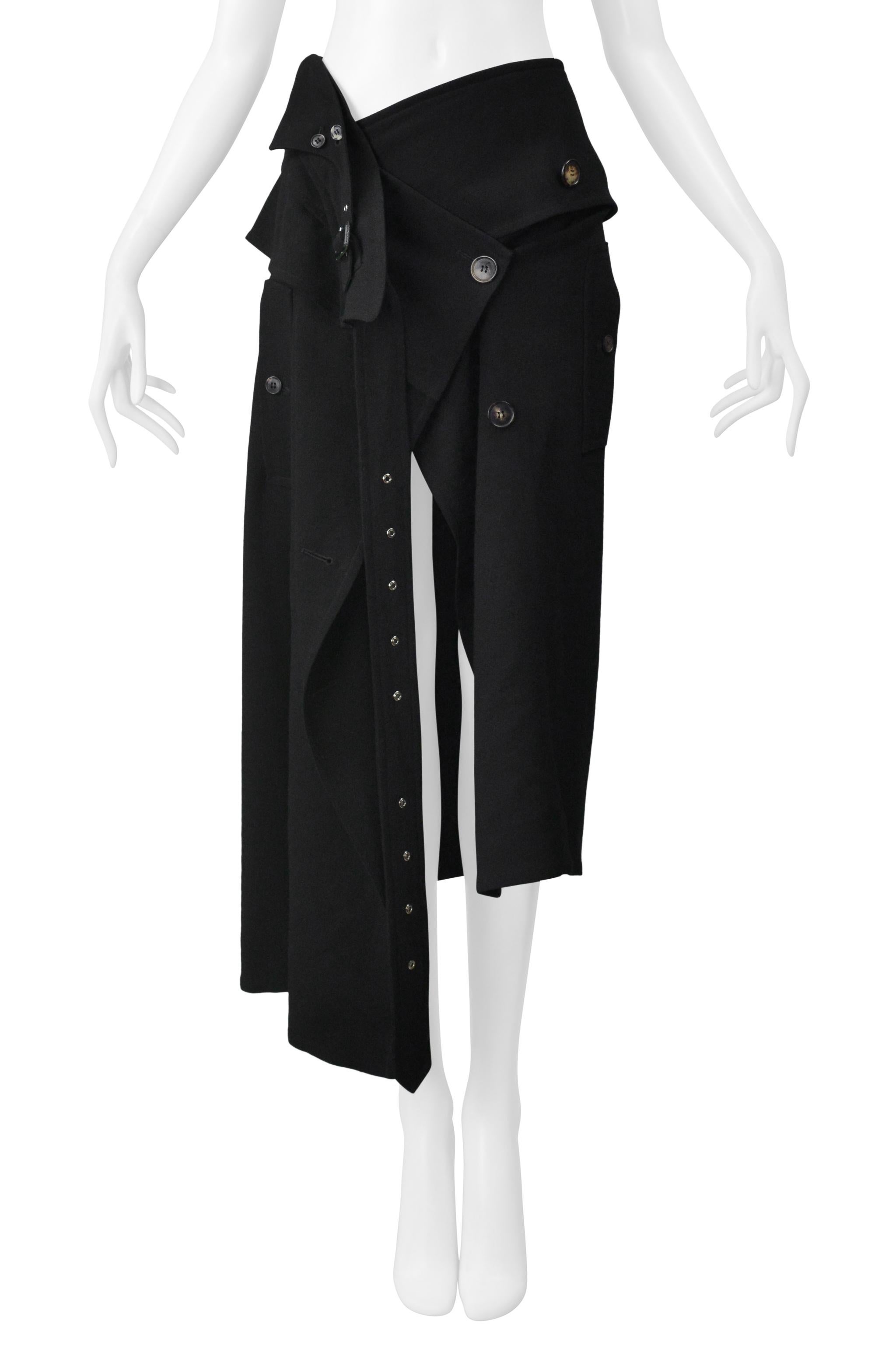John Galliano Falda trench de lana negra Fw 1999 Negro en venta