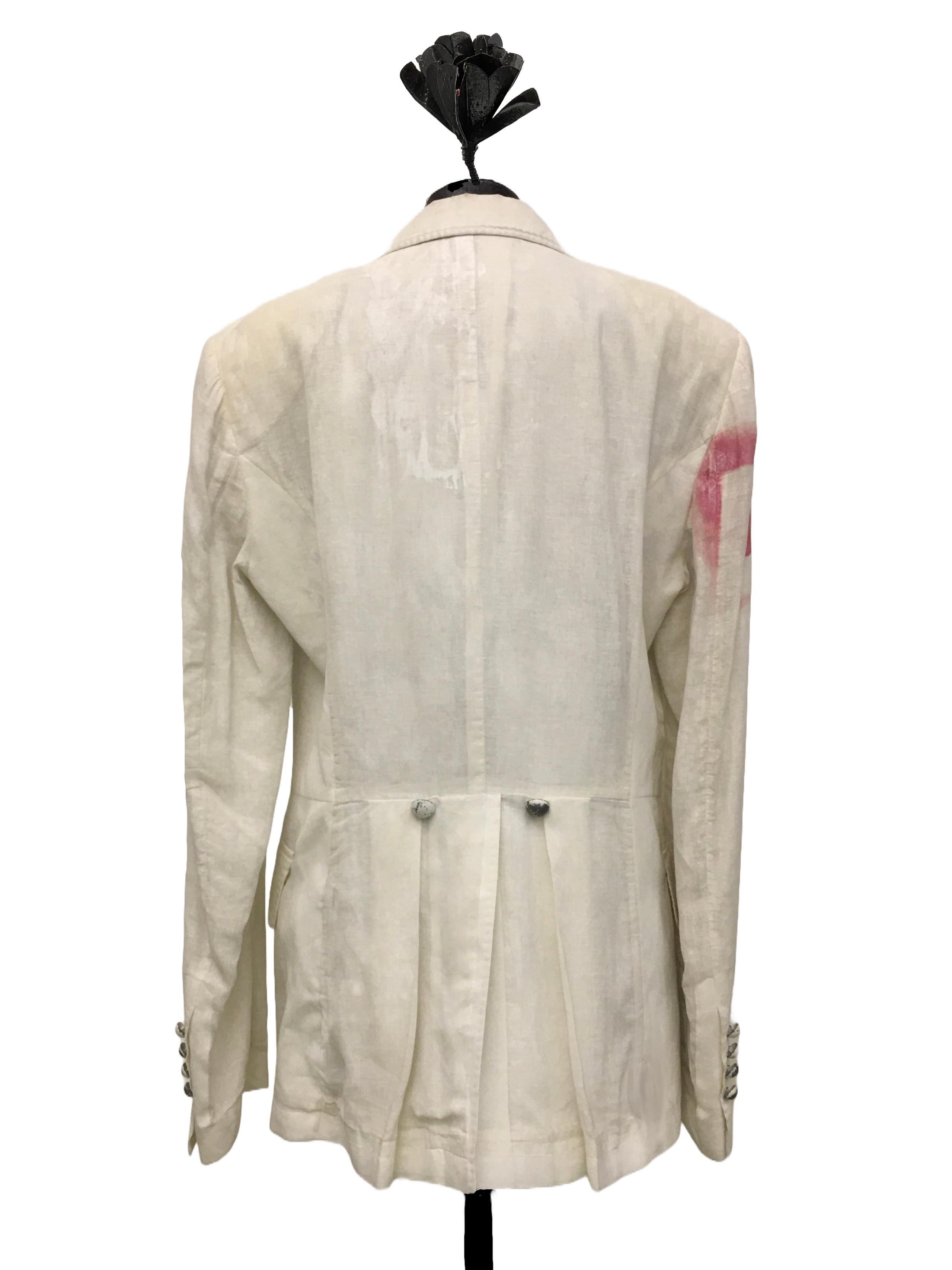 John Galliano Blazer militare bianco panna in cotone collezione uomo SS 2008 en vente 1