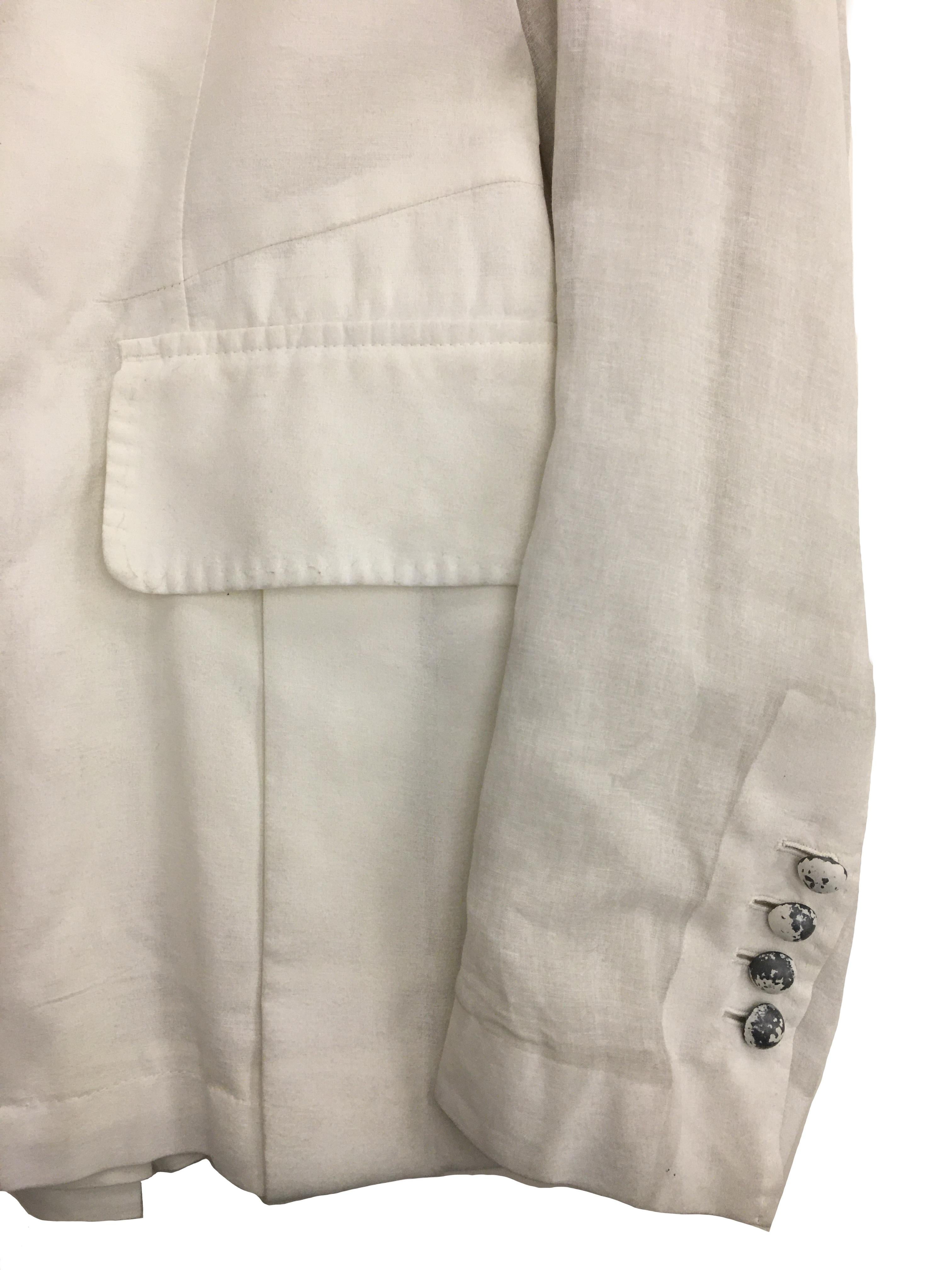 JOHN GALLIANO Blazer militare bianco panna in cotone collezione uomo SS 2008 For Sale 3