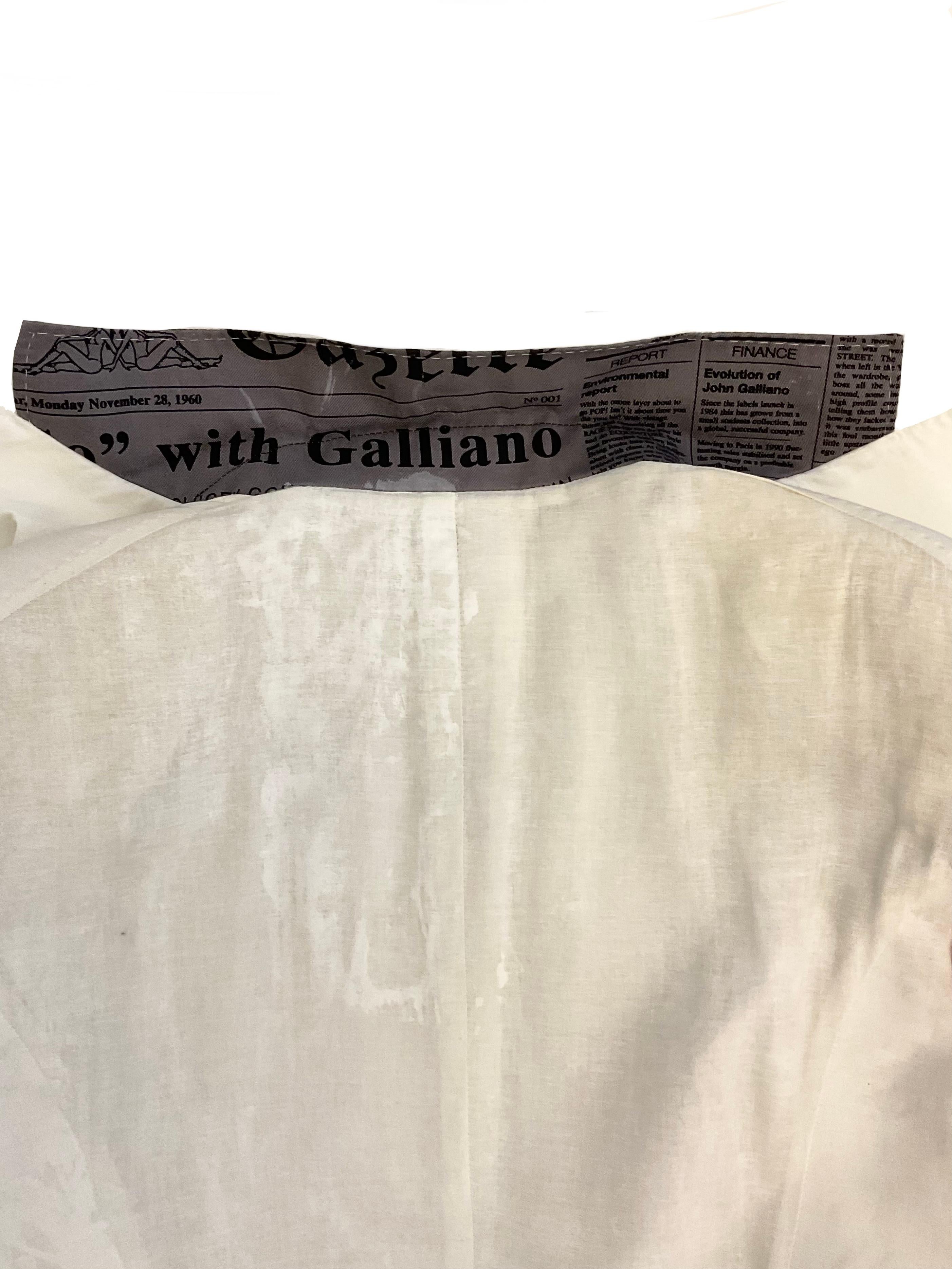 JOHN GALLIANO Blazer militare bianco panna in cotone collezione uomo SS 2008 For Sale 4