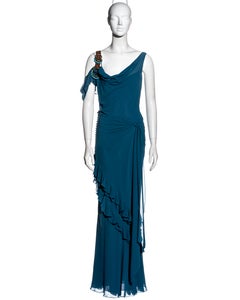 John Galliano blue bias cut silk floor-length evening dress, ss 2003