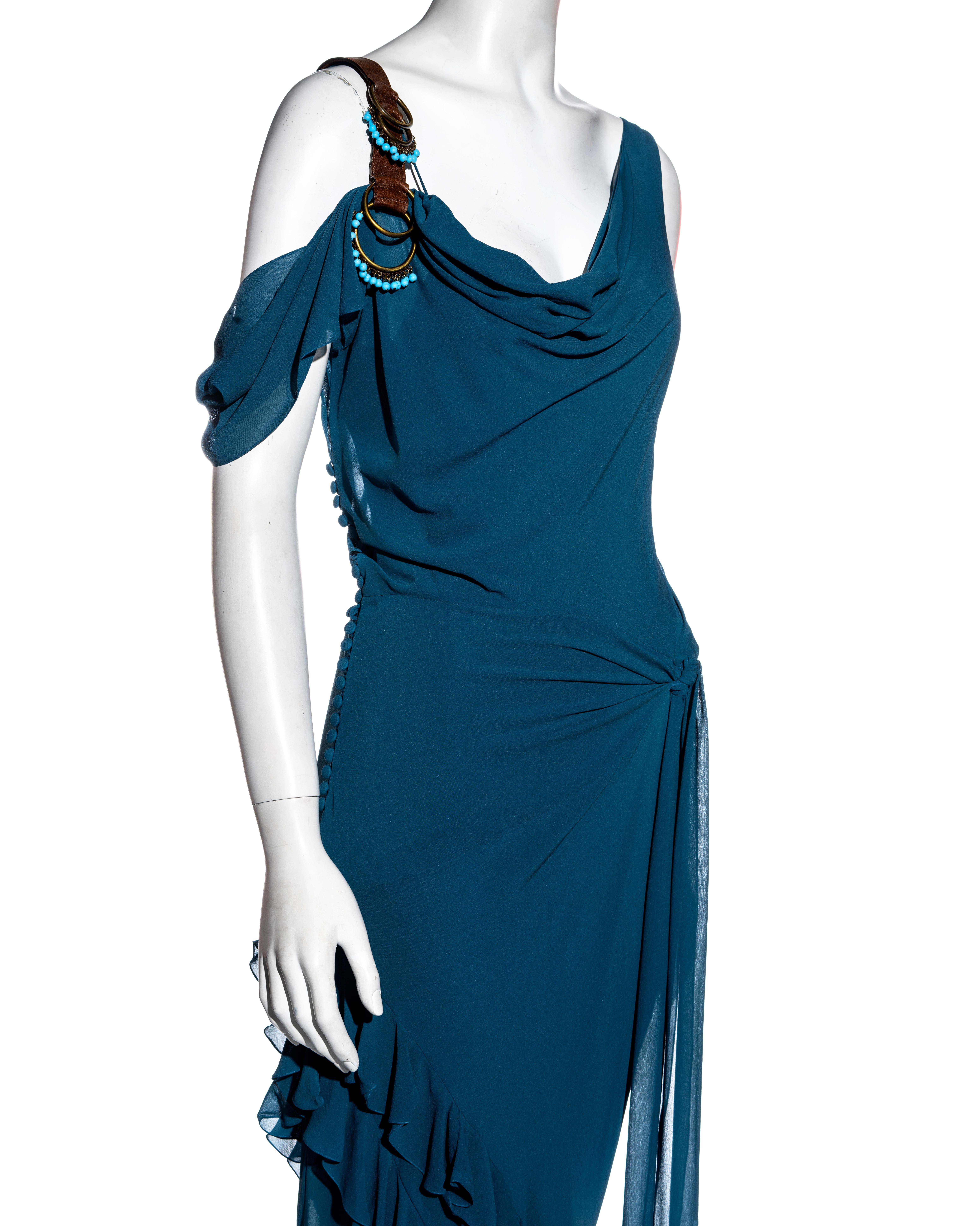 Women's John Galliano blue bias cut silk floor-length evening dress, ss 2003