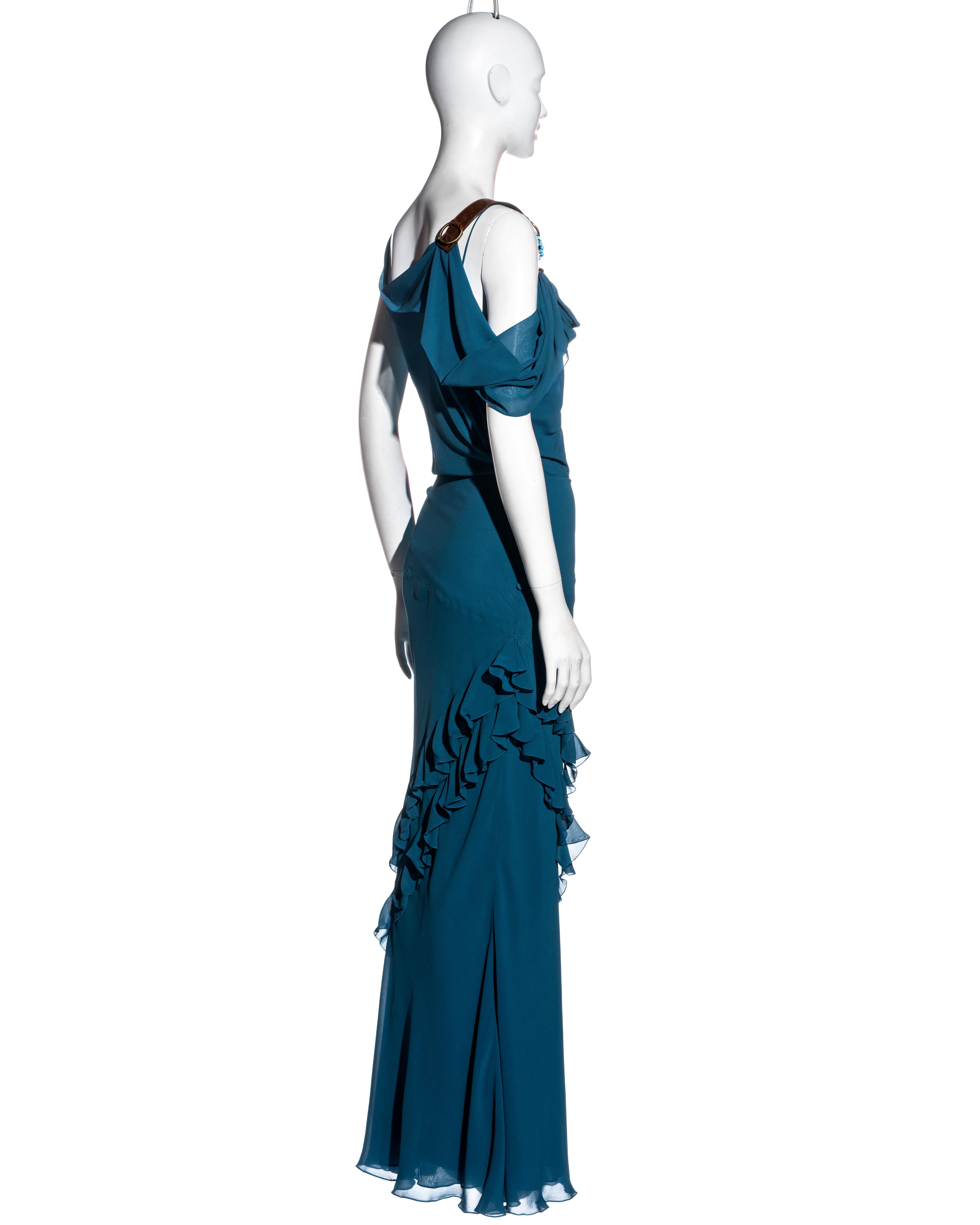 John Galliano blue bias cut silk floor-length evening dress, ss 2003 1