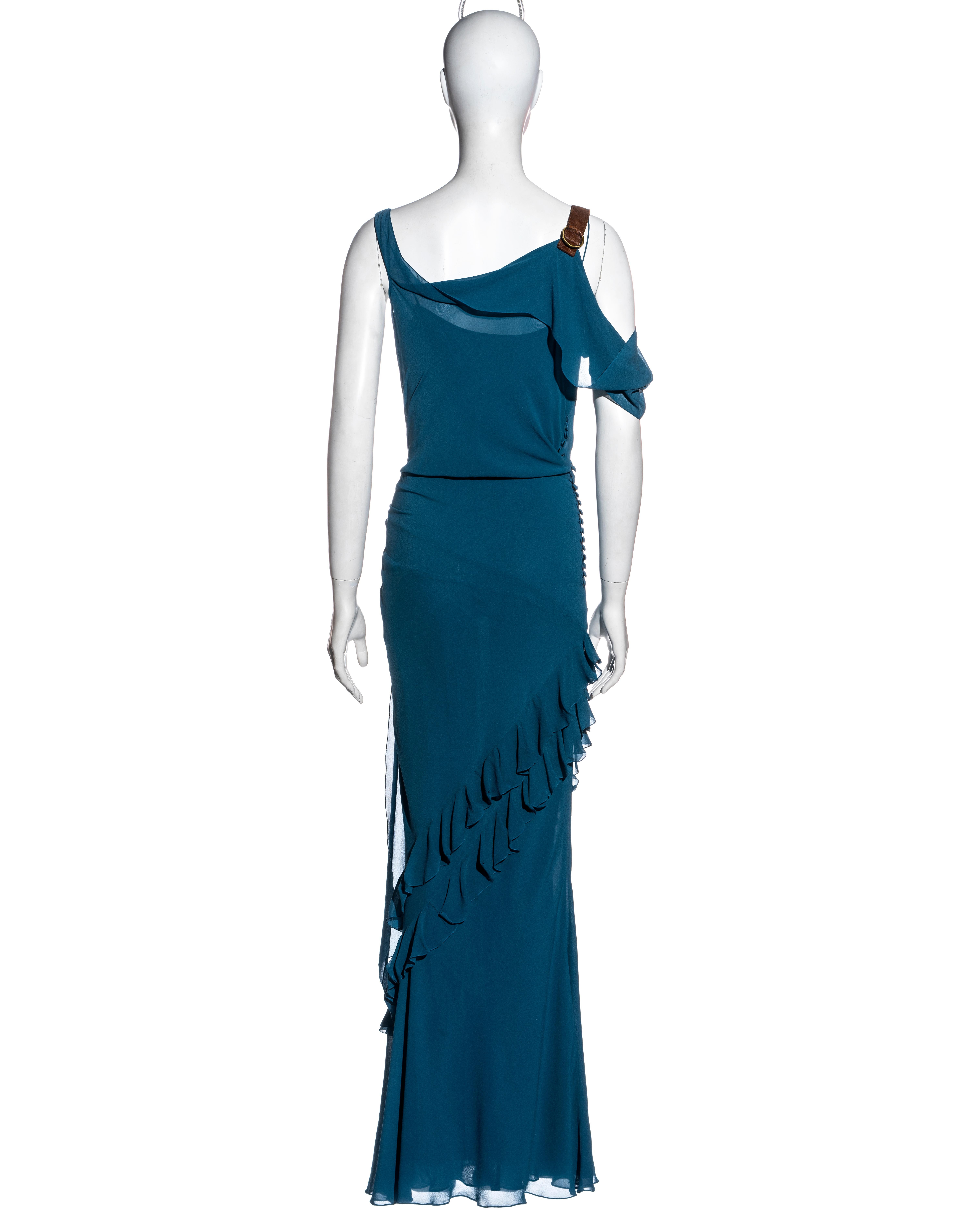 John Galliano blue bias cut silk floor-length evening dress, ss 2003 4