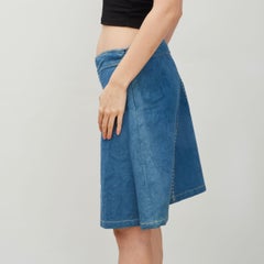 John Galliano Blue Crystal Embellished Denim A Line Skirt (Small)