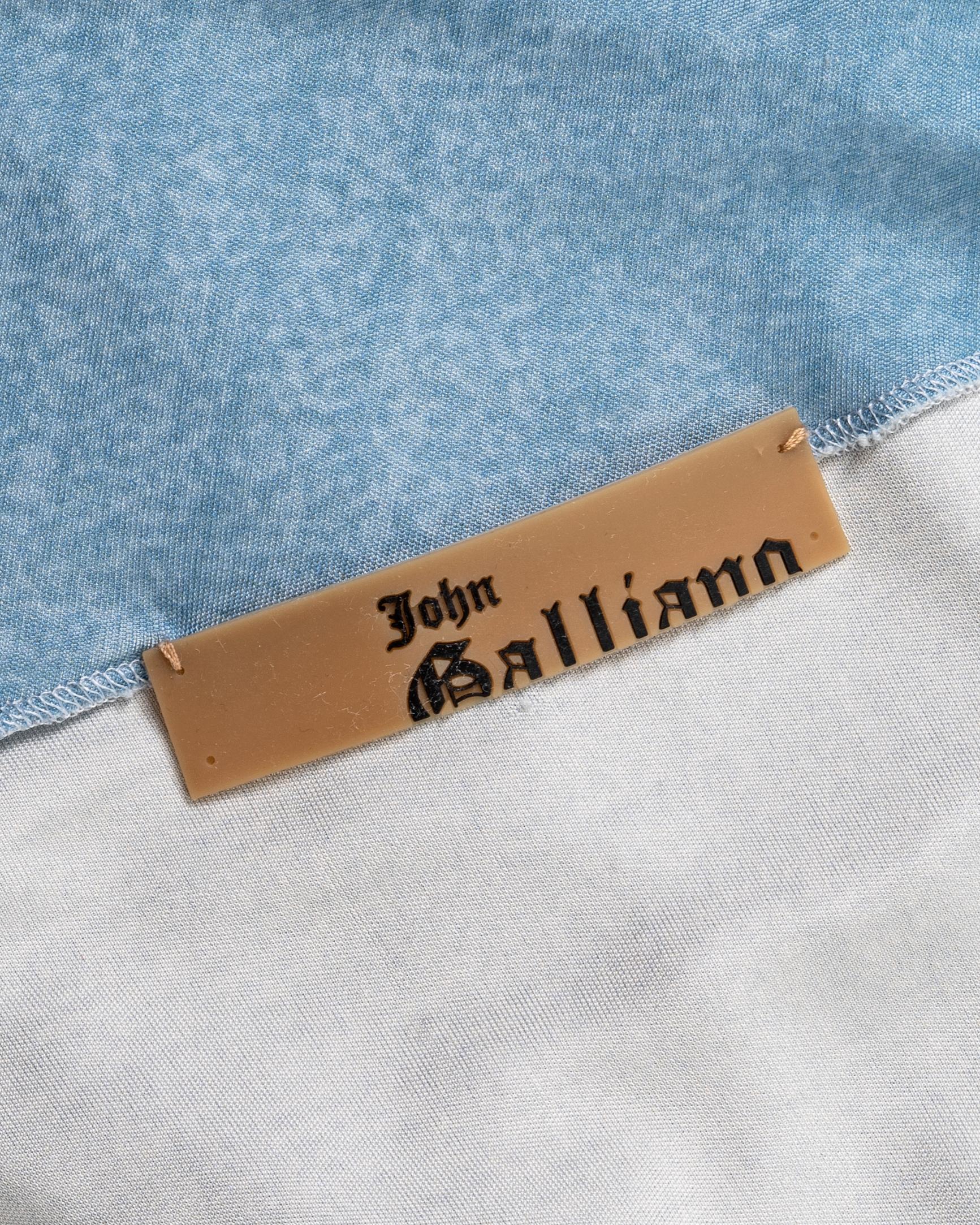 John Galliano blue printed silk jersey ruched maxi dress, ss 2007 5