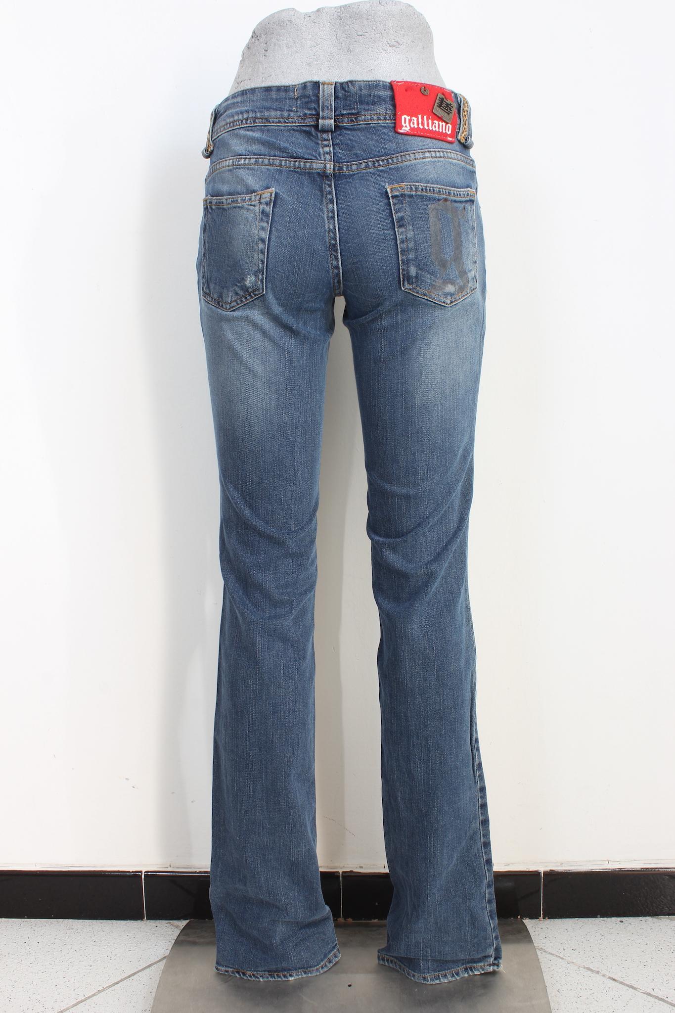 John Galliano Blue Straight Jeans Vintage 2000s Excellent état - En vente à Brindisi, Bt