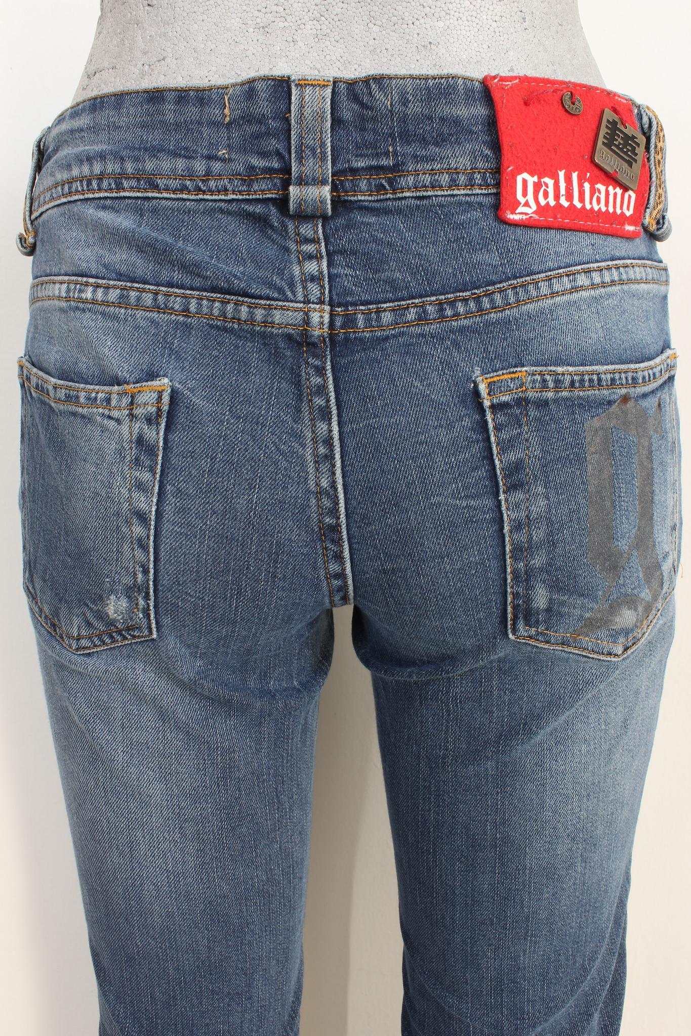 Women's John Galliano Blue Straight Jeans Vintage 2000s For Sale