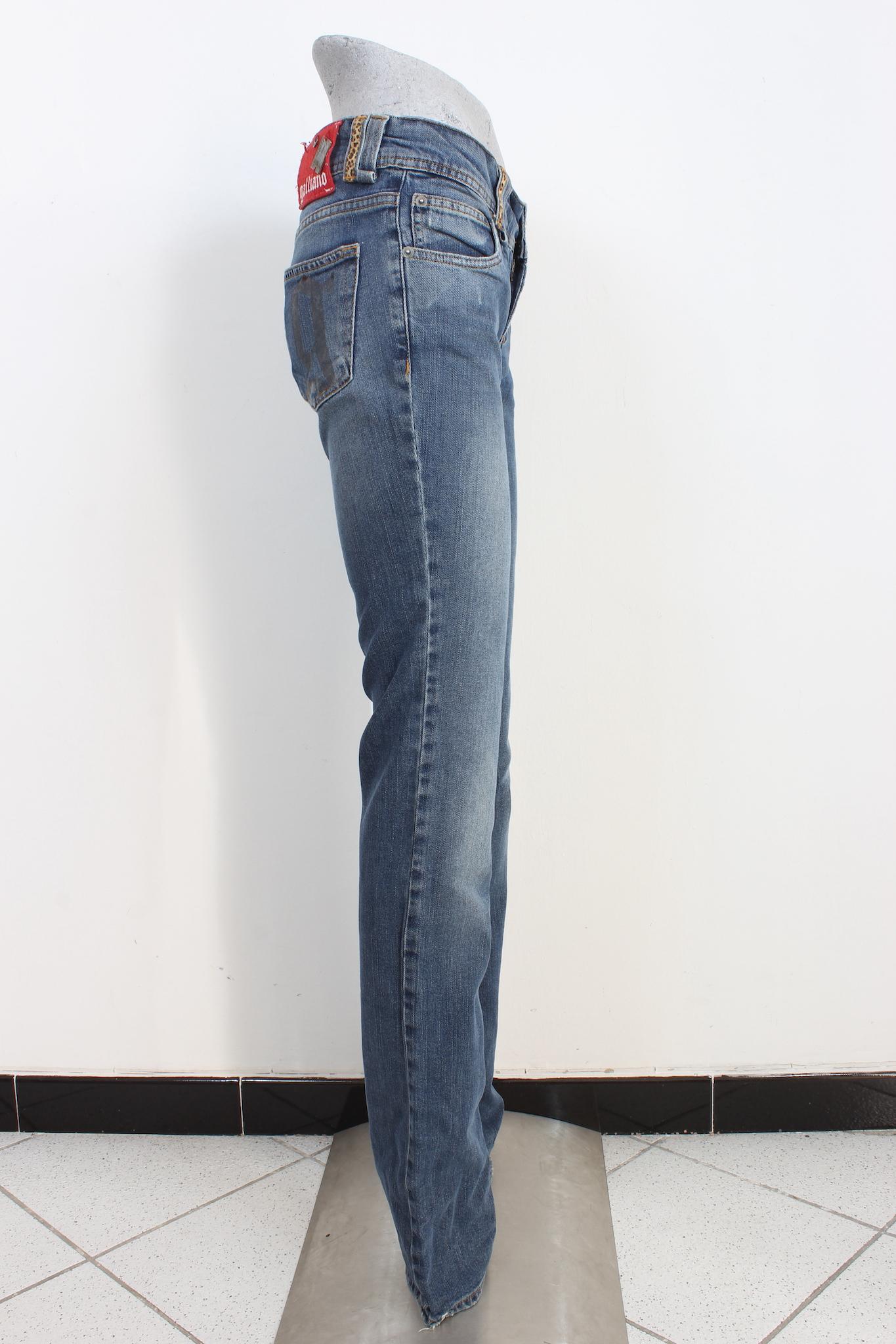 John Galliano Blue Straight Jeans Vintage 2000s For Sale 1