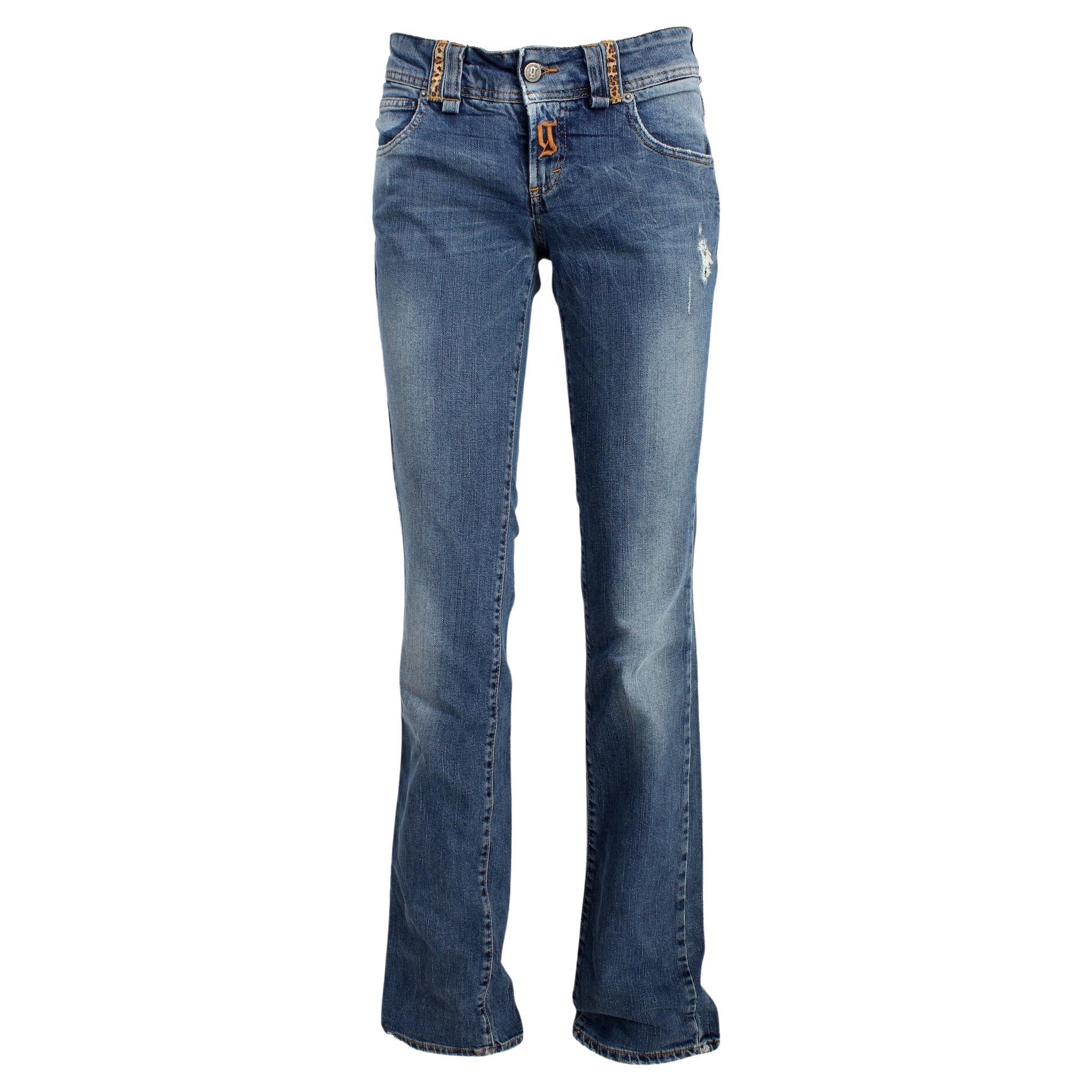 John Galliano Blue Straight Jeans Vintage 2000s For Sale