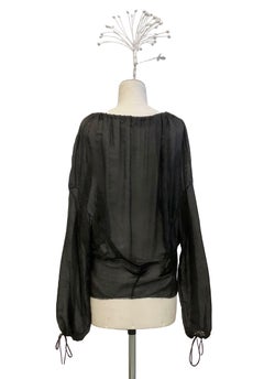 JOHN GALLIANO Black cotton-silk jacquard fabric blouse from the SS 2010 season