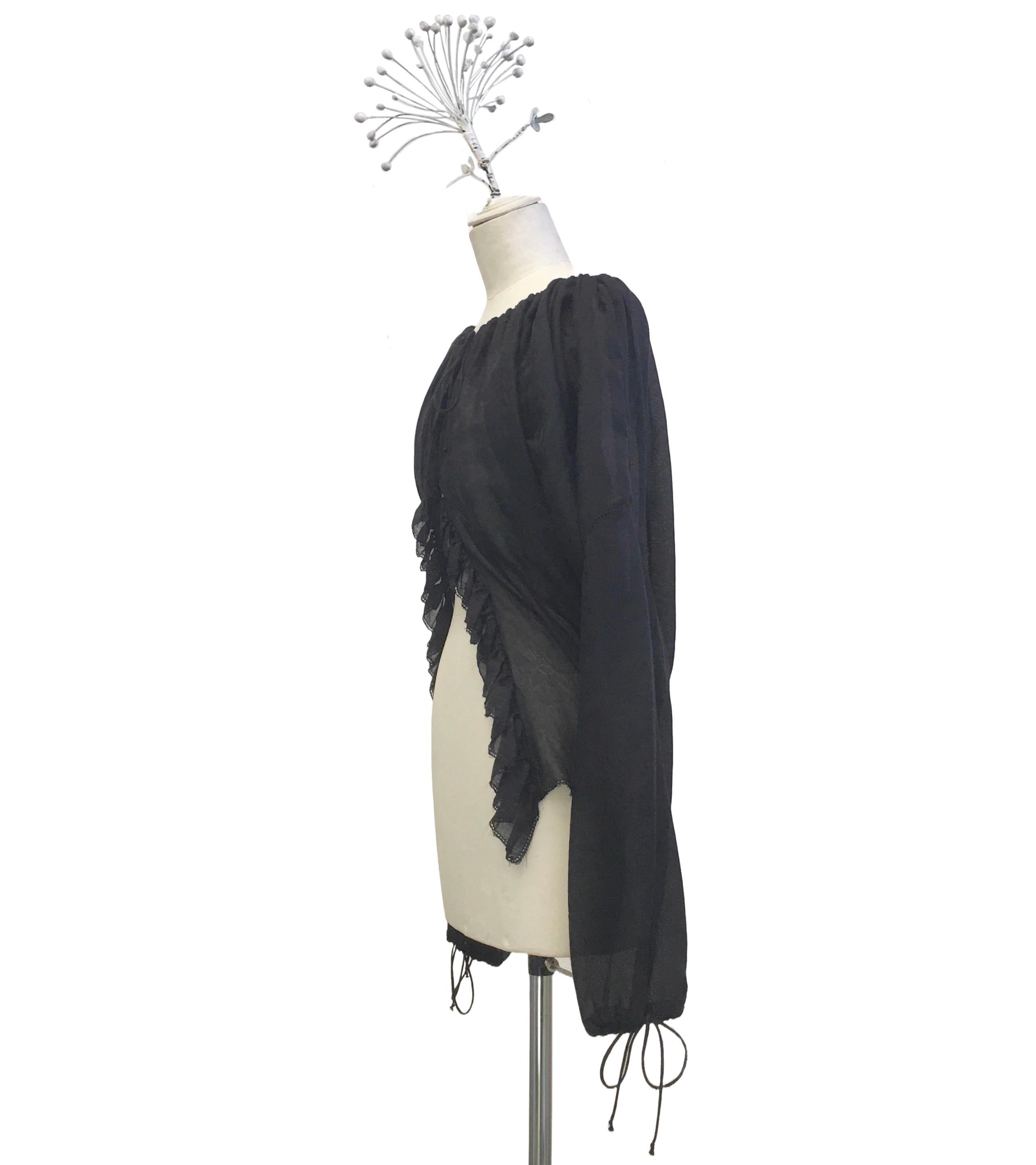 JOHN GALLIANO Black cotton-silk jacquard fabric blouse from the SS 2010 season For Sale 3