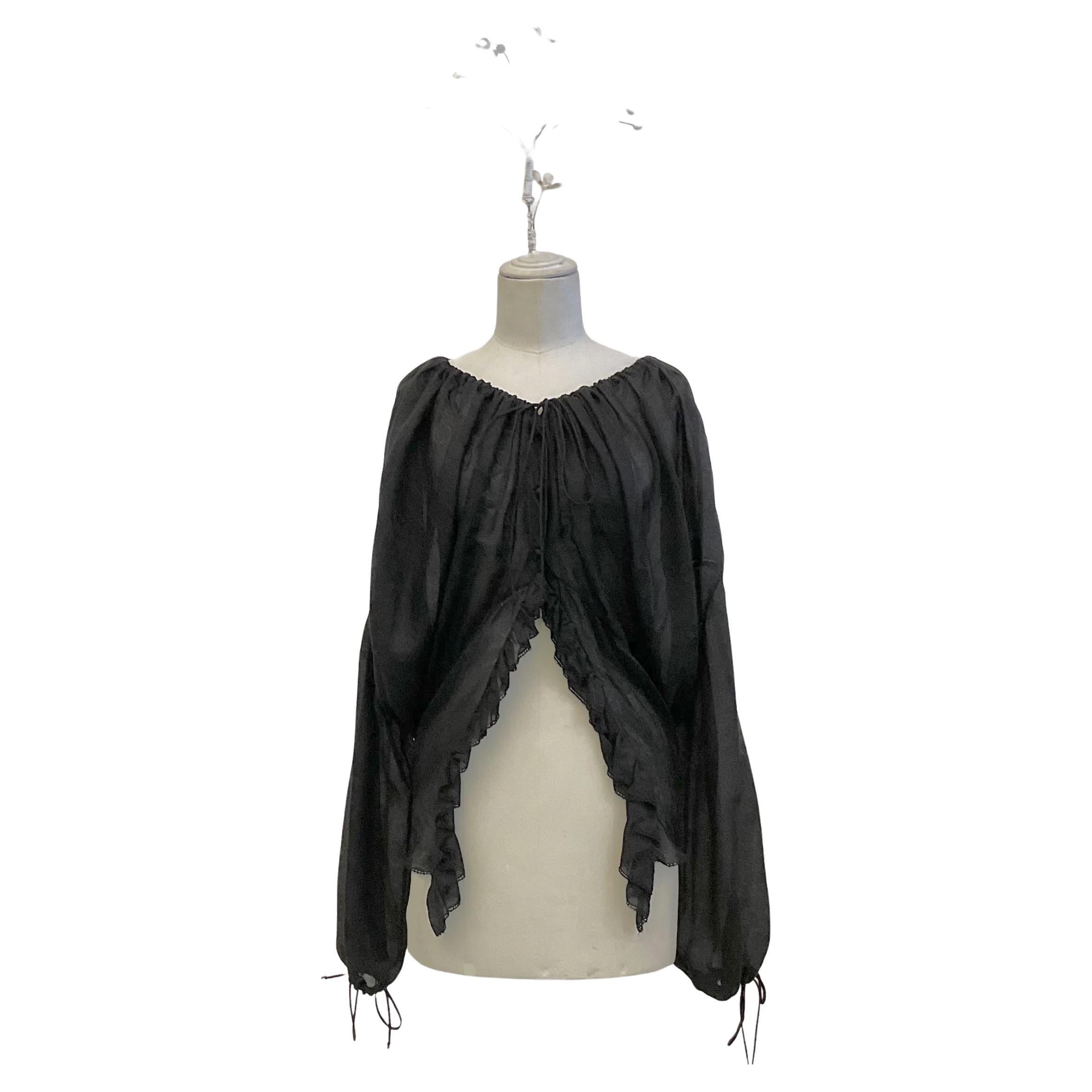 JOHN GALLIANO Black cotton-silk jacquard fabric blouse from the SS 2010 season For Sale