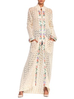 John Galliano Boho Crochet Maxi Sweater Coat