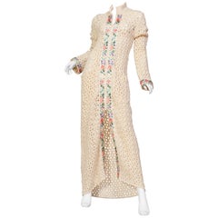 John Galliano Boho Crochet Maxi Sweater Coat
