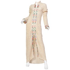 John Galliano Boho Crochet Maxi Sweater Coat