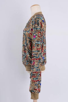 John Galliano Bombers Style Jacket in Tulle Embroidered with Sequins