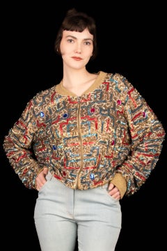 John Galliano Bombers Style Jacket in Tulle Embroidered with Sequins