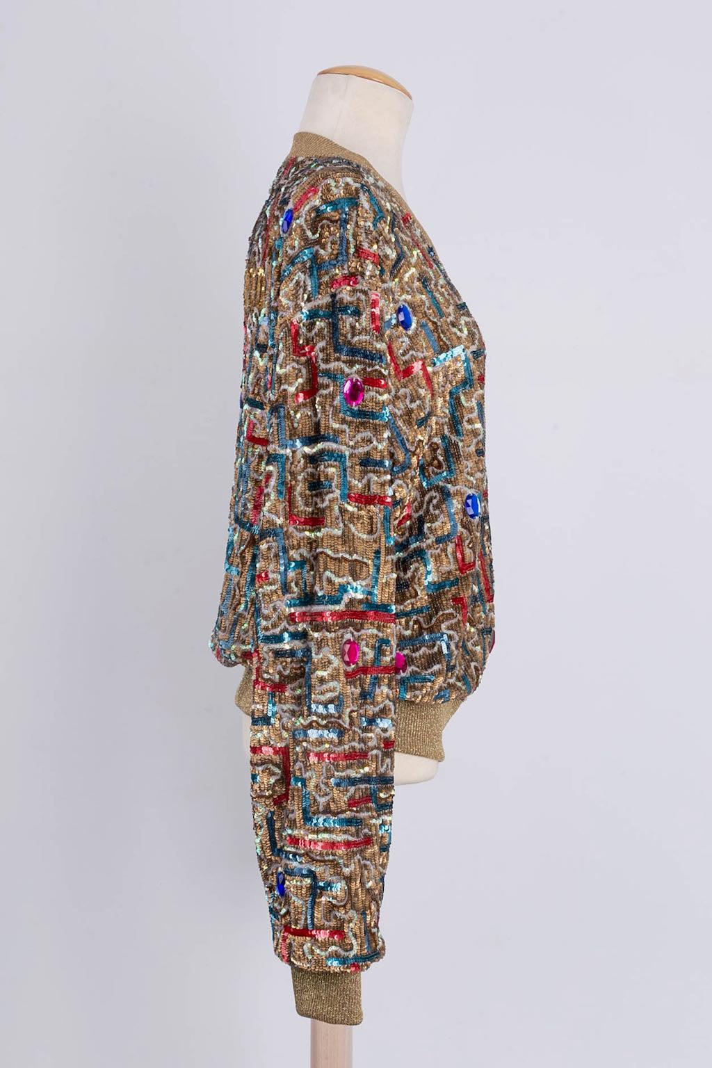 John Galliano Giacca stile bomber in tulle ricamata con paillettes In condizioni ottime in vendita a SAINT-OUEN-SUR-SEINE, FR