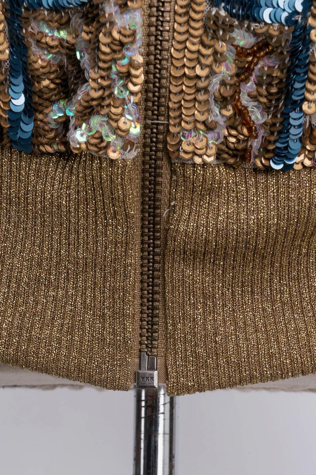 John Galliano Giacca stile bomber in tulle ricamata con paillettes in vendita 1