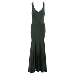 John Galliano, robe du soir en crêpe coupé en biais, vert bouteille, fw 1988