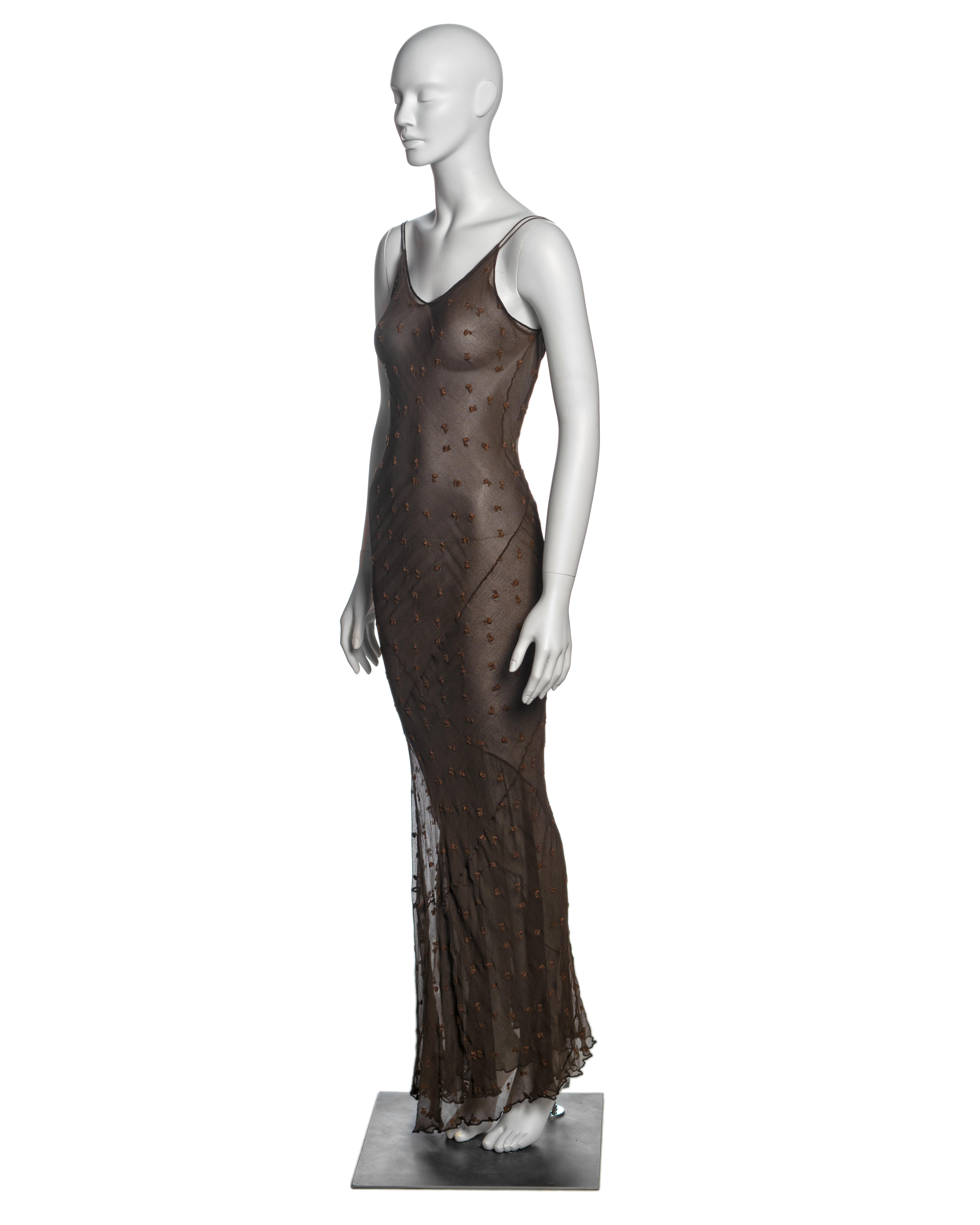 John Galliano Brown Bias-Cut Silk Chiffon Double-Layered Slip Dresses, SS 1993 For Sale 5